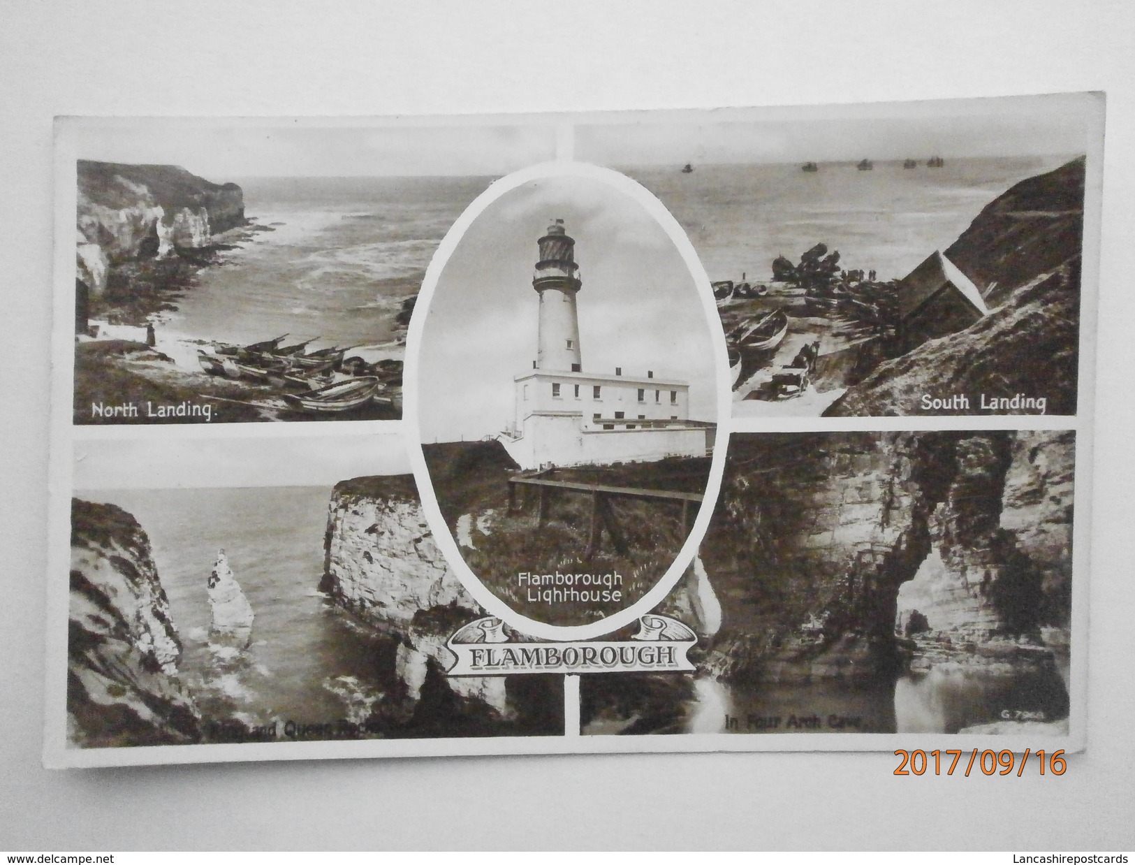 Postcard Flamborough Lighthouse And Surrounding Views PU 1944 Real Photo My Ref  B11644 - Lighthouses