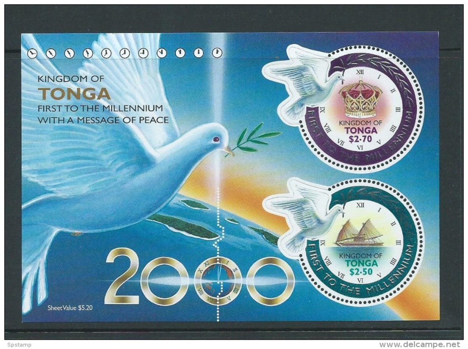 Tonga 2000 Millennium Peace Dove Miniature Sheet MNH - Tonga (1970-...)