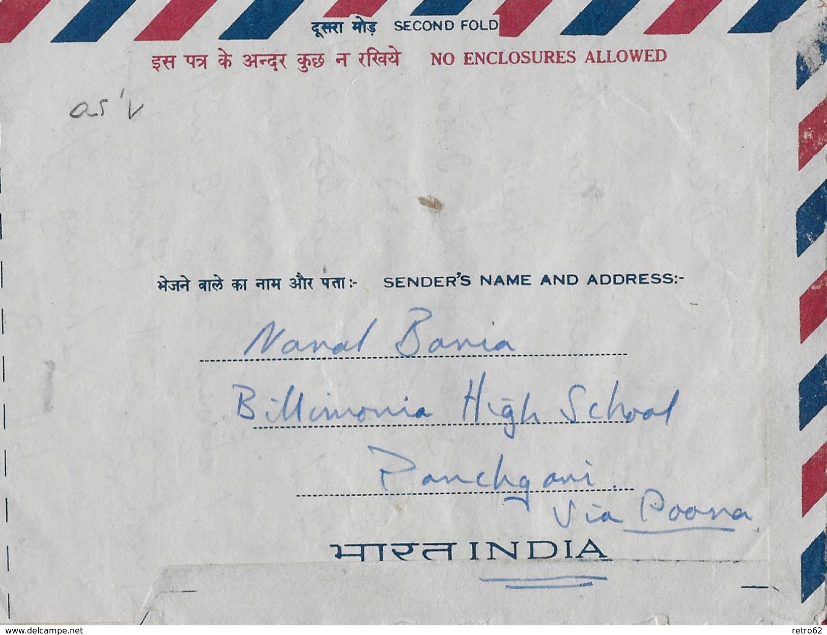 INDIA &rarr; Par Avion  Aerogramme From Panchgani To Austria 1967 - Poste Aérienne