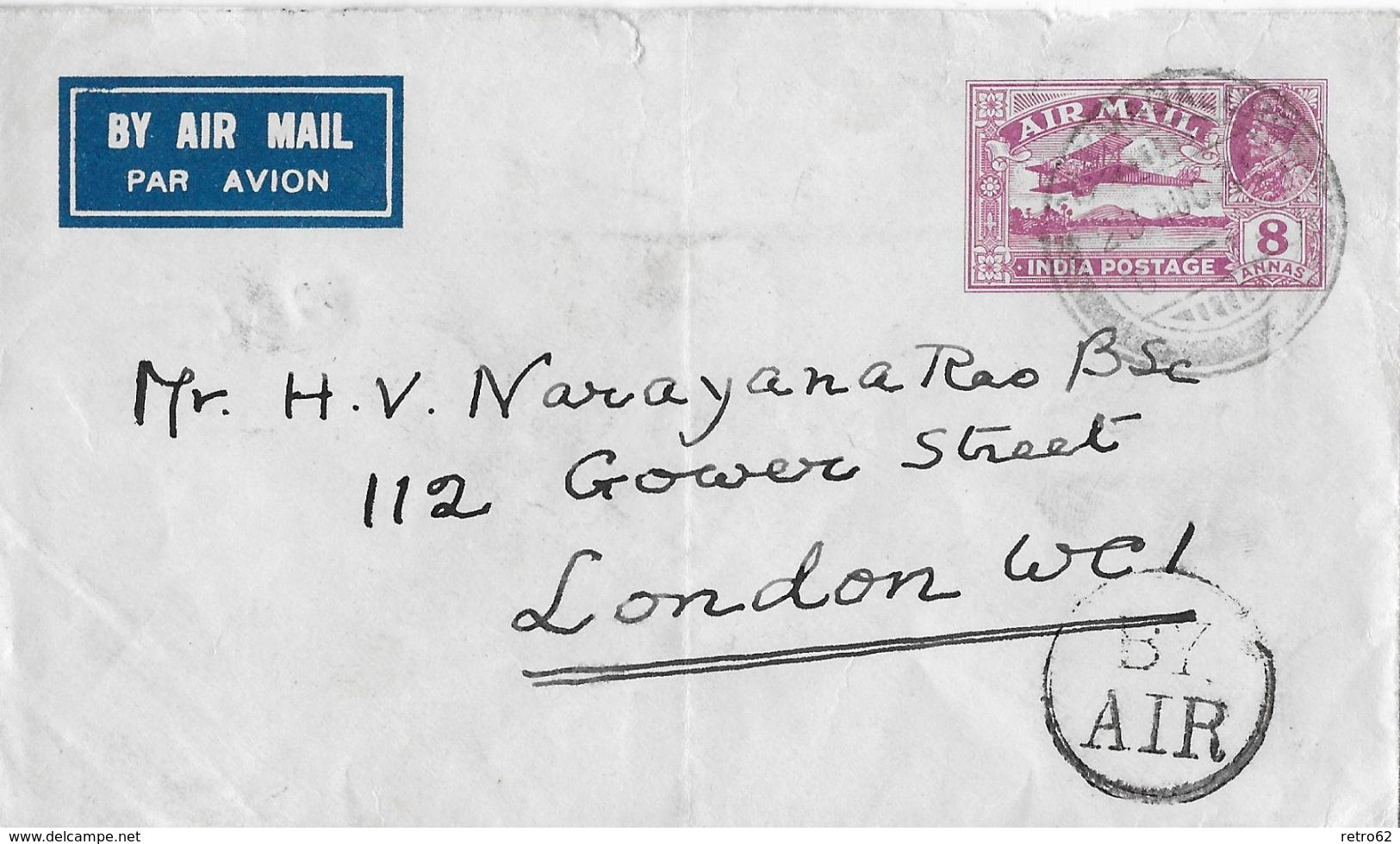 INDIA &rarr; Par Avion  Letter To London 1930 - Poste Aérienne