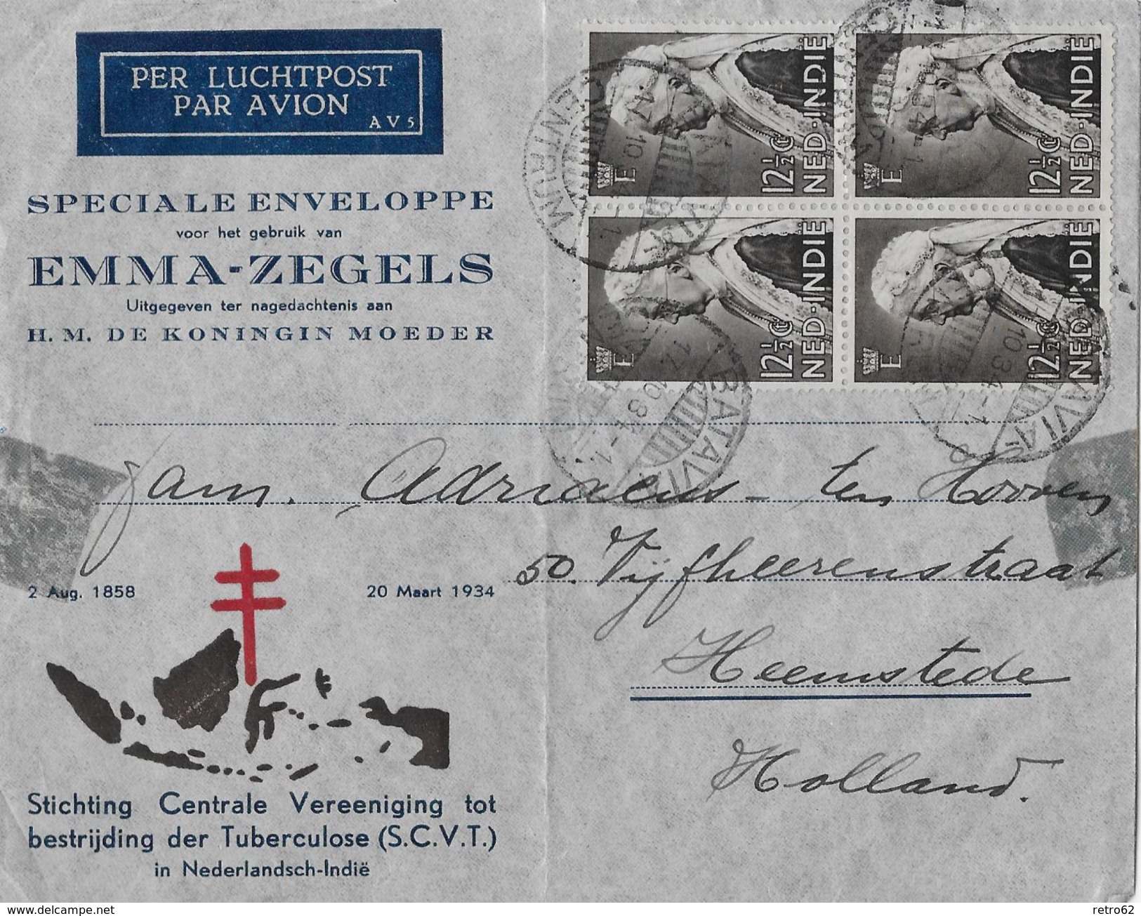 INDIA &rarr; AIR MAIL Letter From Batavia To Holland 1934 - Autres & Non Classés