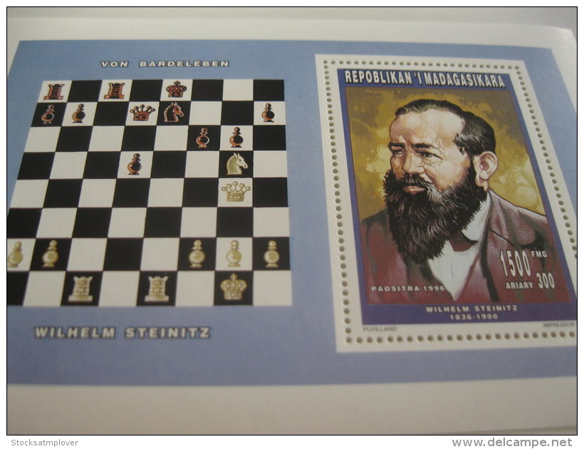 Madagascar-1996-famous People,chess-Wilhelm Steinitz -BL.E 269A - Madagascar (1960-...)