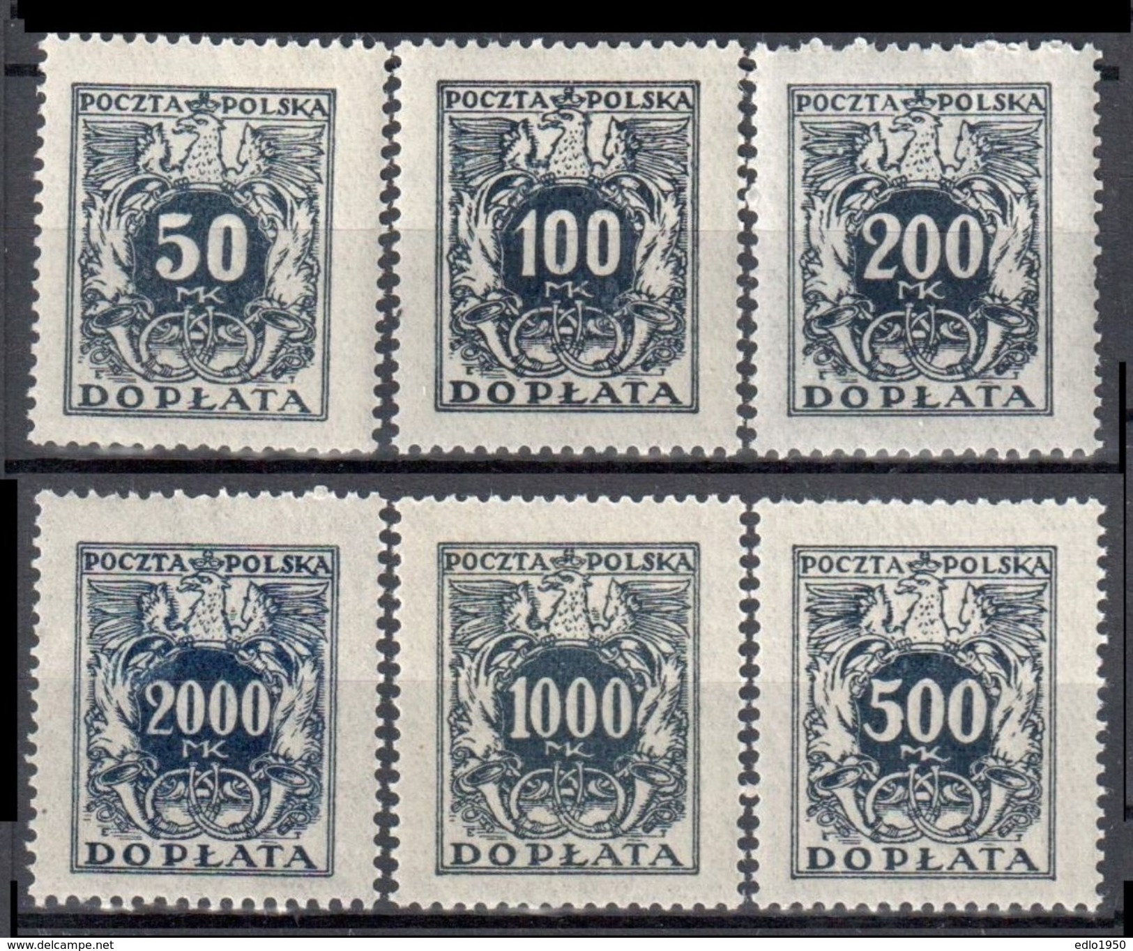 Poland 1923 - Postage Due - Mi.45-50 - MNH(**) - Portomarken