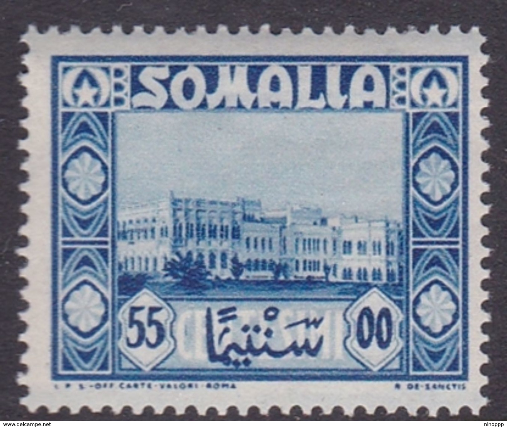 Somalia Scott 177 1950 55c Blue Governor Palace, Mint Never Hinged - Somalie (AFIS)