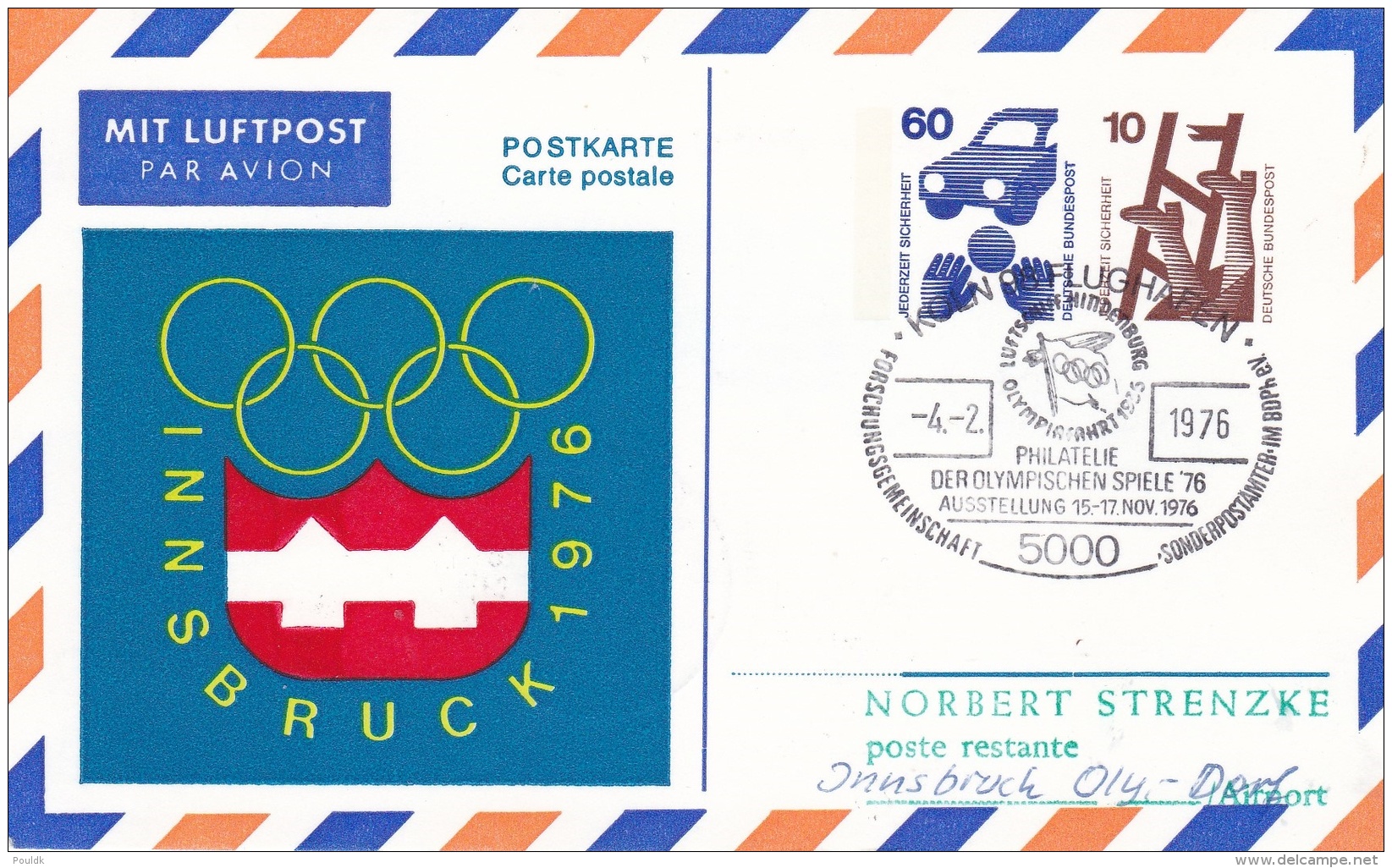 Germany Postal Stationary Innsbruck 1976 Olympic Games - Used  (DD4-38) - Winter 1976: Innsbruck