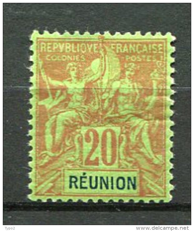 REUNION - Yv. N° 38  *  20c   Cote  23 Euros  D 2 Scans - Neufs