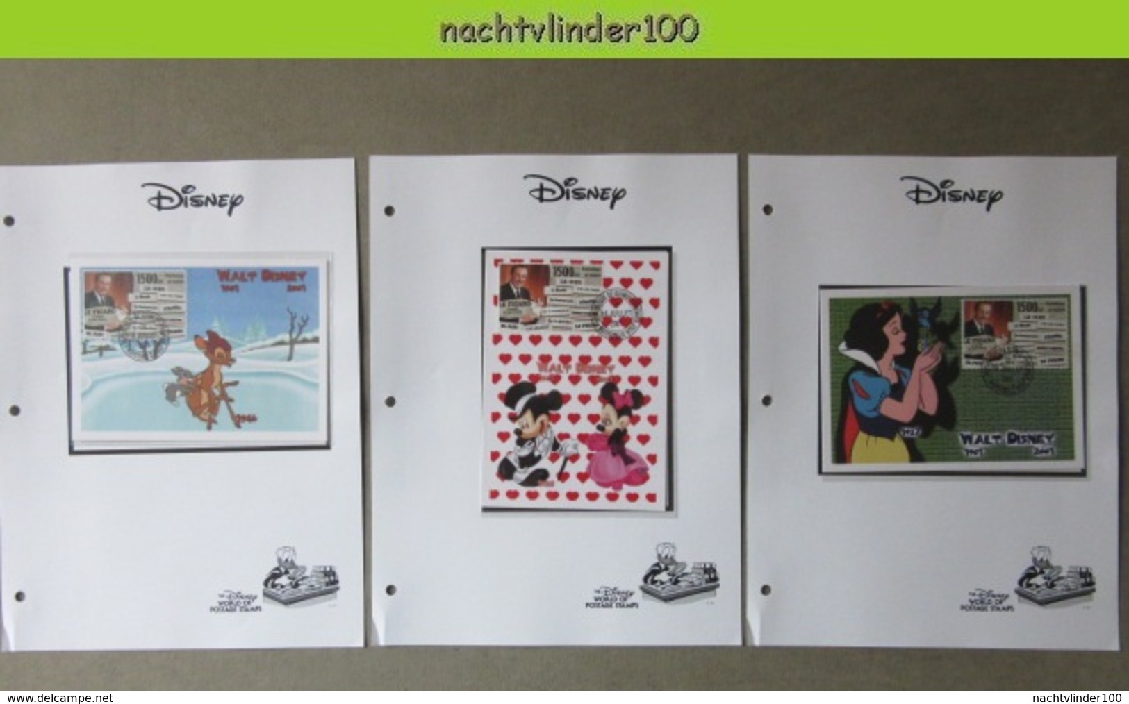 Ndx008c WALT DISNEY CLASSICS BAMBI DEER RABBIT NEWSPAPER SNOW WHITE MICKEY MINNIE GUINÉE 2001 MAXIMUM CARDS - Disney