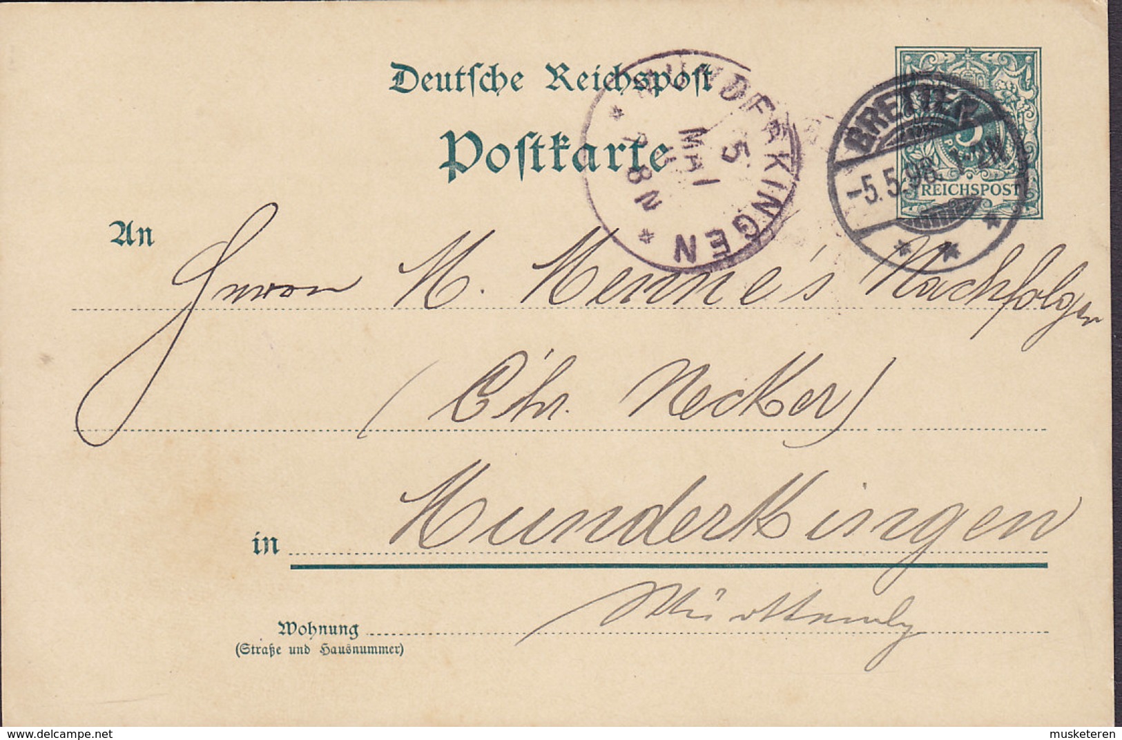 Deutsches Reich Postal Stationery Ganzsache Entier PRIVATE Print C. V. MOLITOR, BRETTEN Baden 1898 (2 Scans) - Cartoline