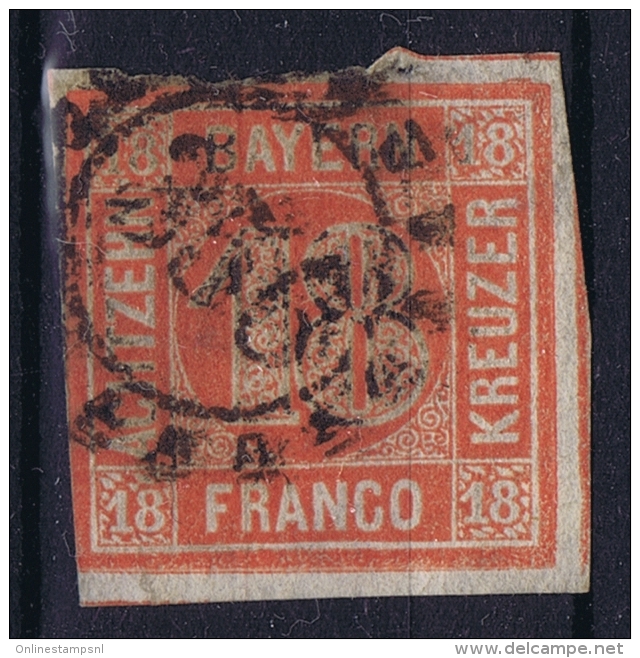 BAYERN:  Mi Nr 13 B Lebhaftorange Rot  Obl./Gestempelt/used Cancel 356 - Gebraucht