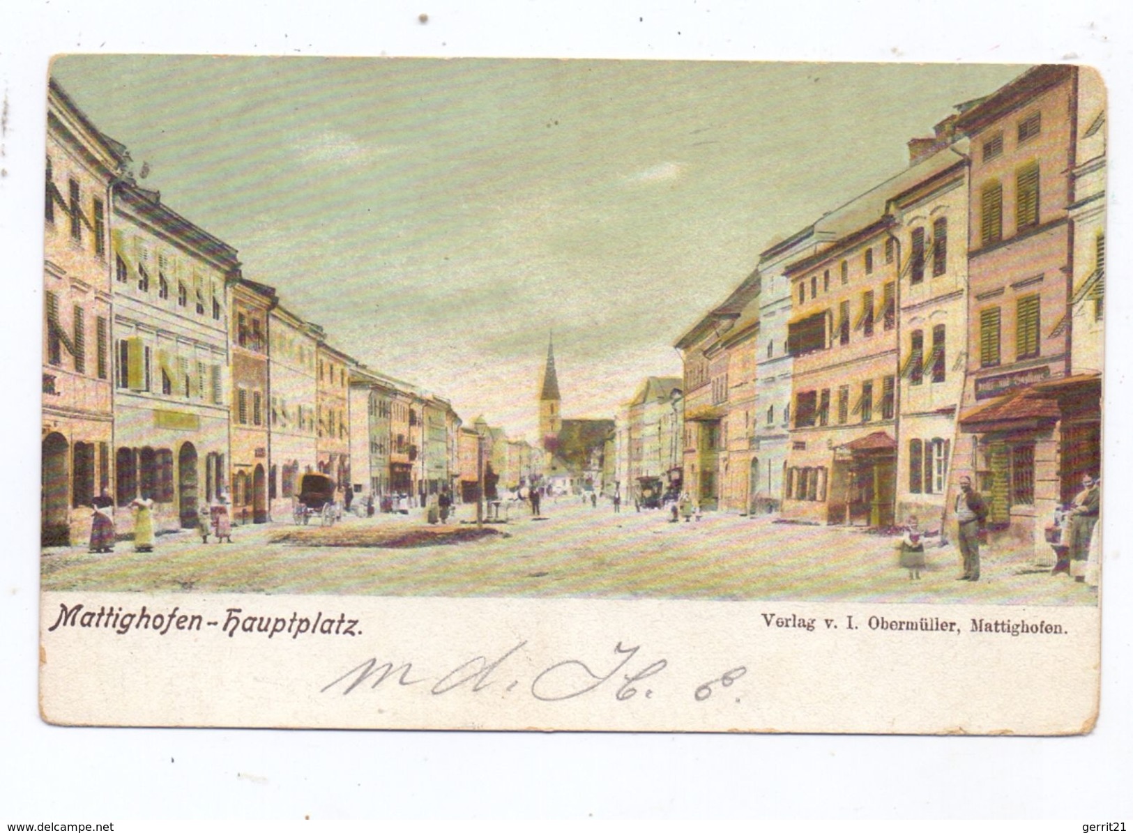 A 5230 MATTIGHOFEN, Hauptplatz, Belebte Szene, Color, 1905 - Mattighofen