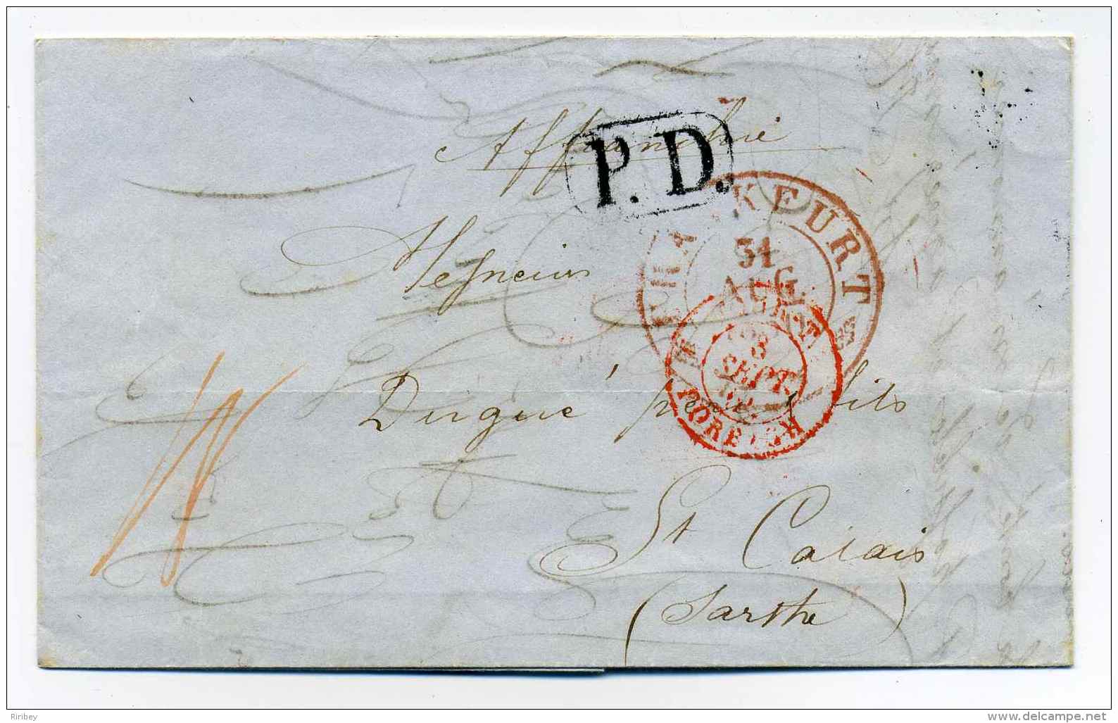 Lettre De Franfort + Marque D'entrée En France : TOUR ET TAXI Par Forbach / 8 Sept 1850 - Entry Postmarks