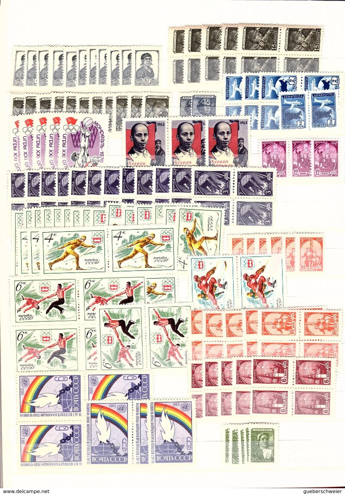 RUSSIE stock important env. de 2700 timbres neufs** en majorité et quelques obl.. et non dentelés côte env. 2.500 €