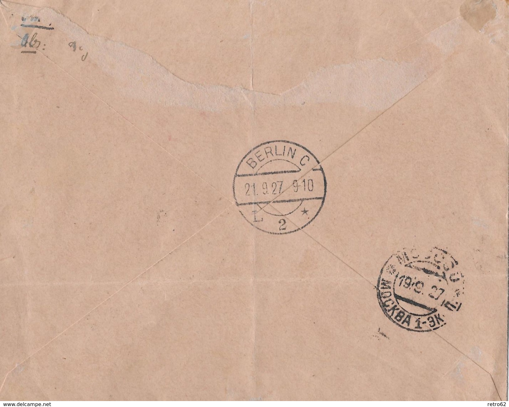 1927 MOCKBA / MOSKAU &rarr; Par Avion Letter To Berlin Charlottenburg &#x25BA;RRR&#x25C4; - Covers & Documents