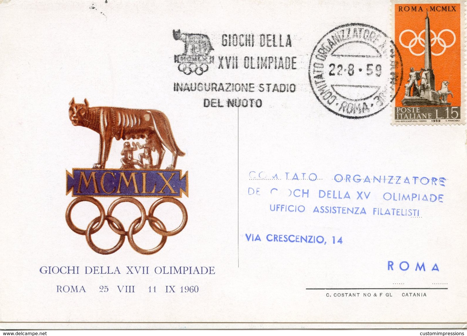 ITALY - 1960 ROME OLYMPIC GAMES  O322 - Sommer 1960: Rom