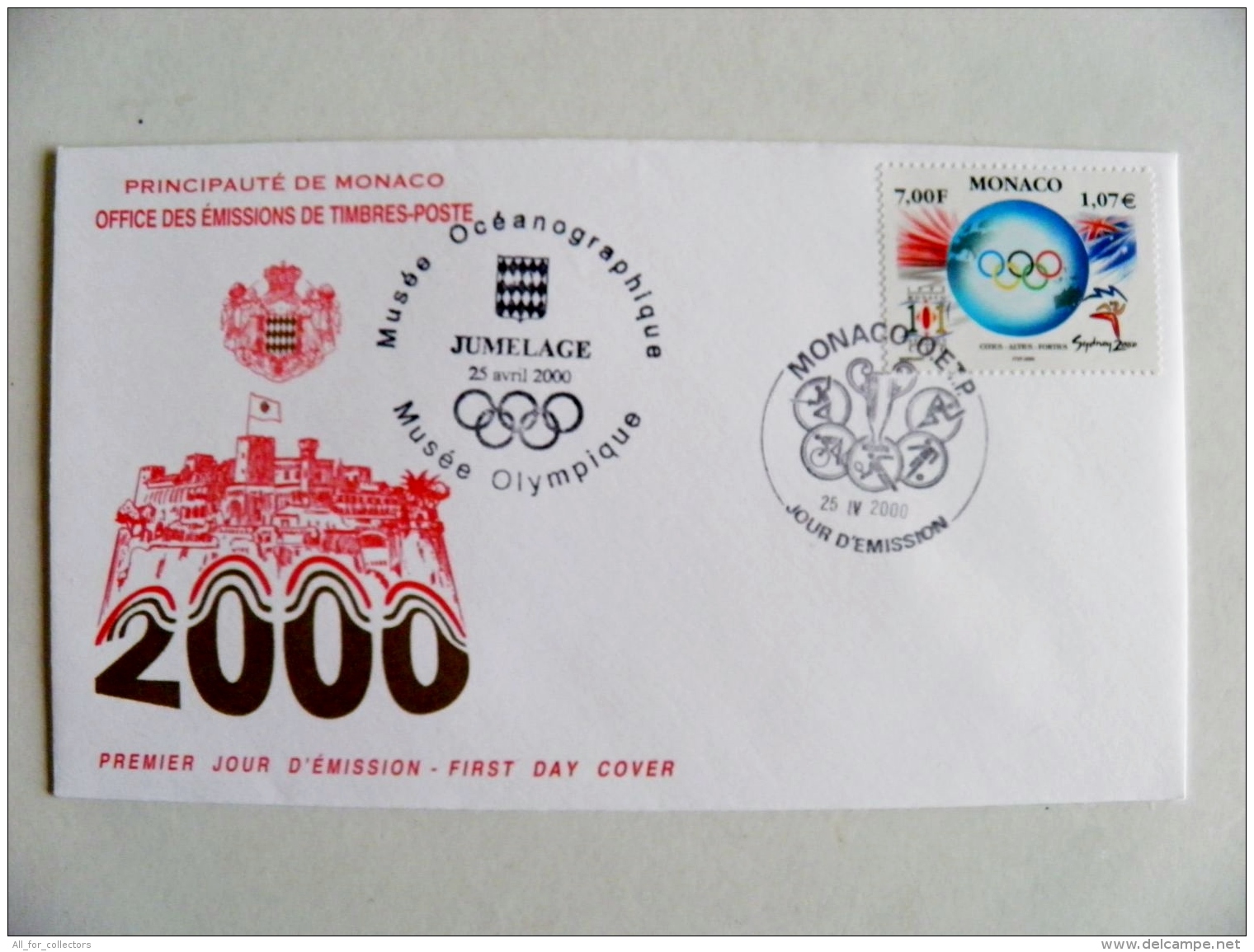 Cover Monaco Olympic Games 2000 Special Cancel Fdc Musee Museum Olympia - Brieven En Documenten