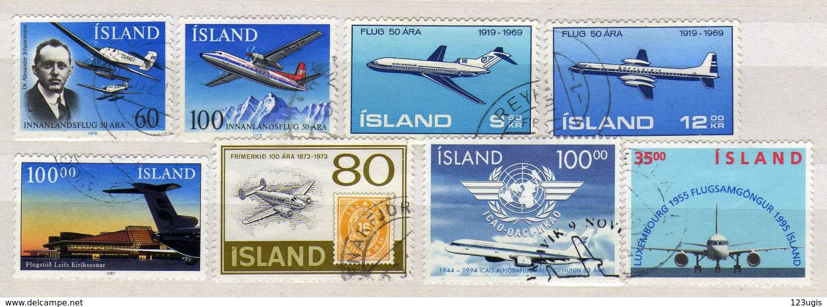 Island / Iceland Lot, Gestempelt, Flugpost / Flugzeug / Air Mail / Planes [170717XXI] - Poste Aérienne