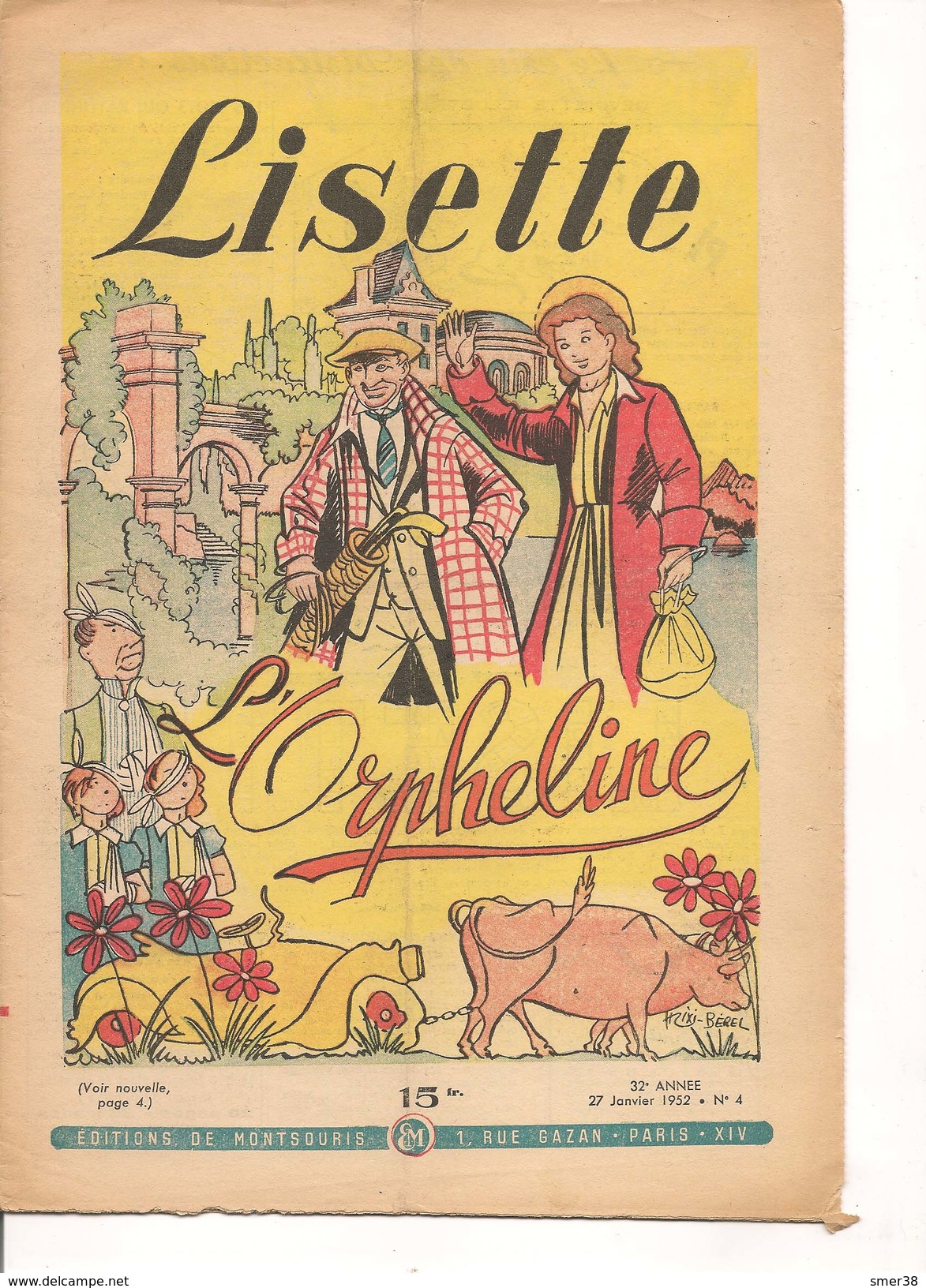 Lisette - L'orpheline - N°4 -- 27  Janvier 1952 - Lisette