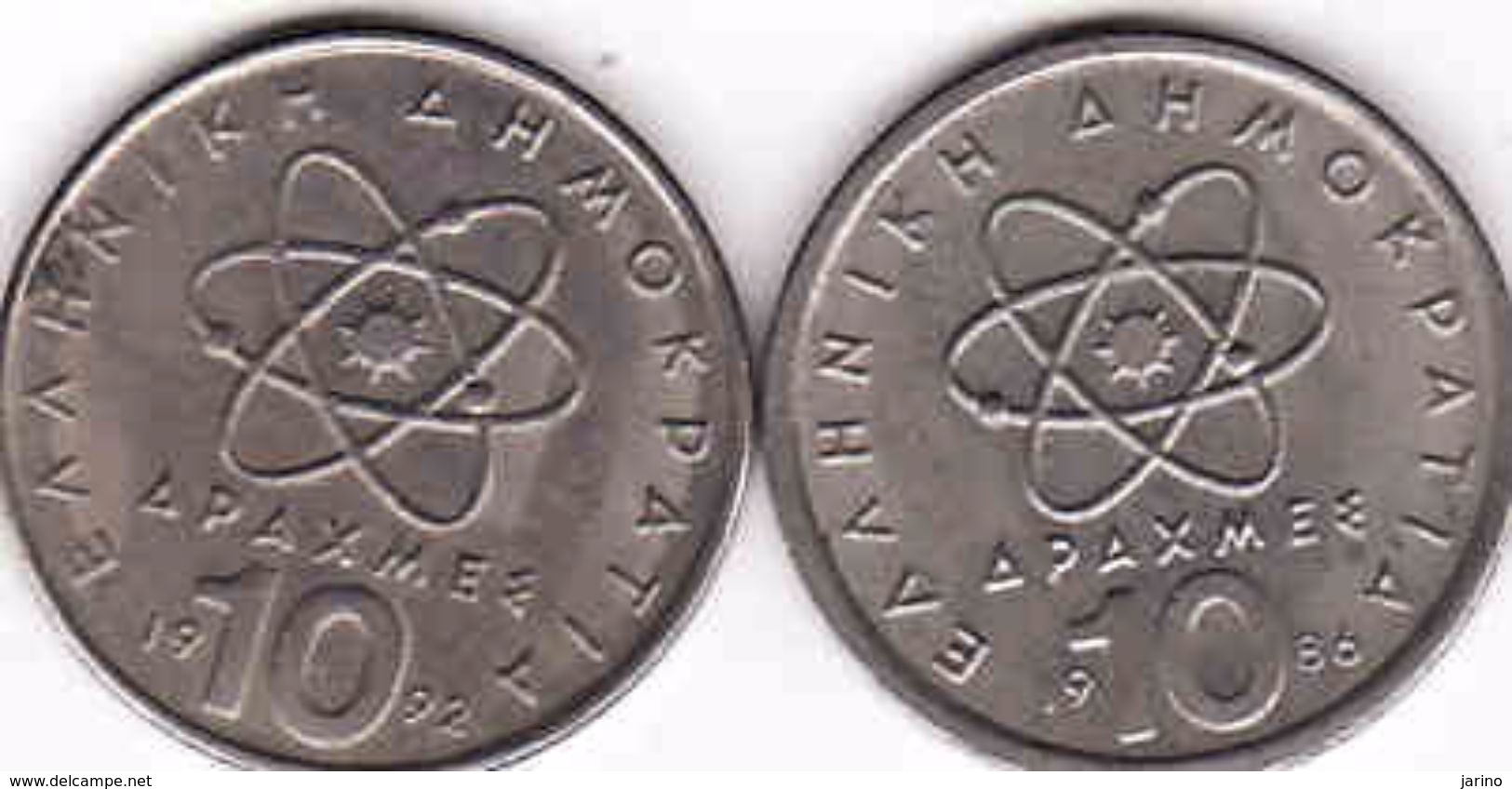 Greece, 2 X 10 Drachmes 1986, 1992 - Griechenland