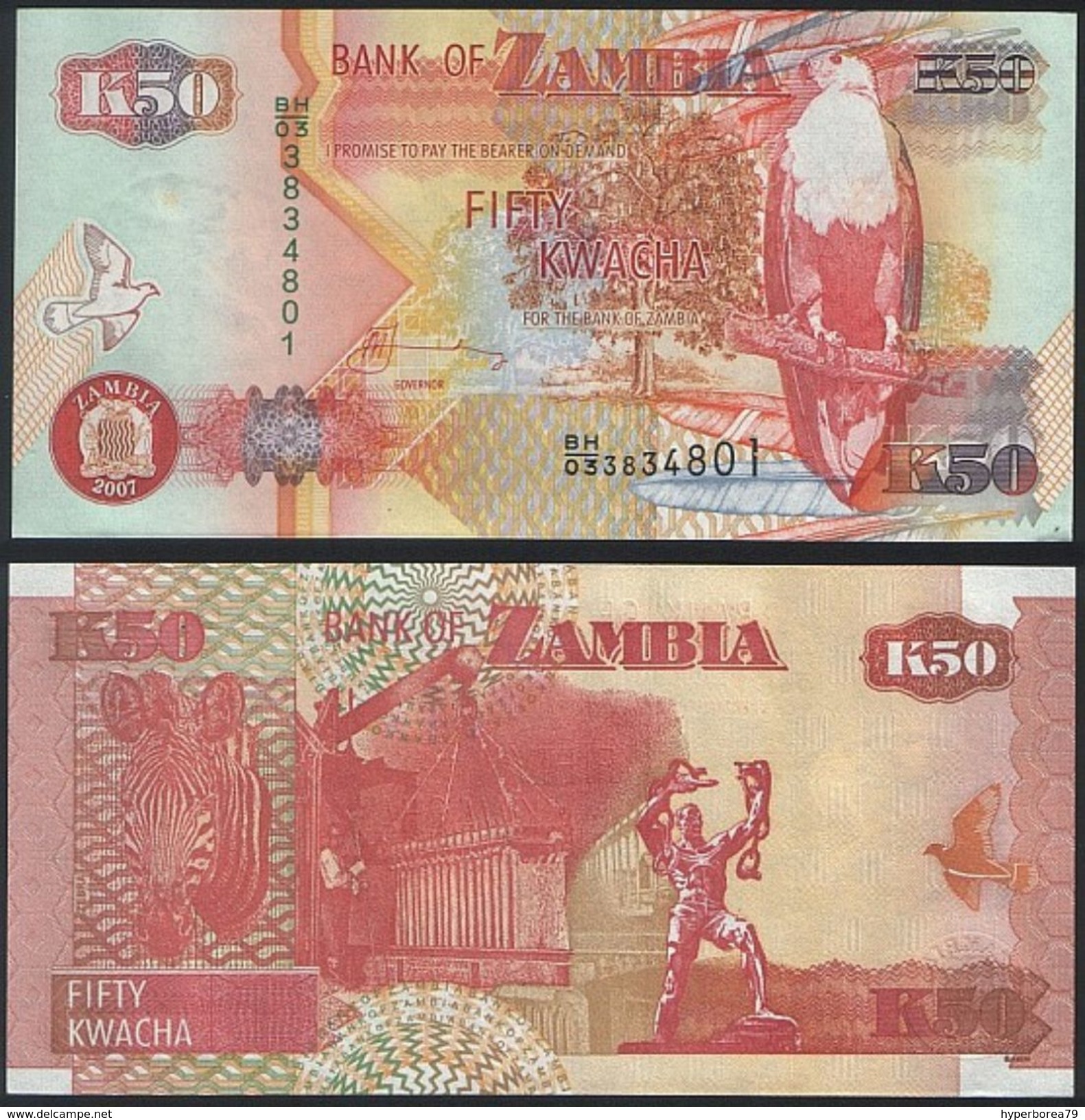 Zambia DEALER LOT ( 10 Pcs ) P 37 F - 50 Kwacha 2007 Printer SABN - UNC - Zambia