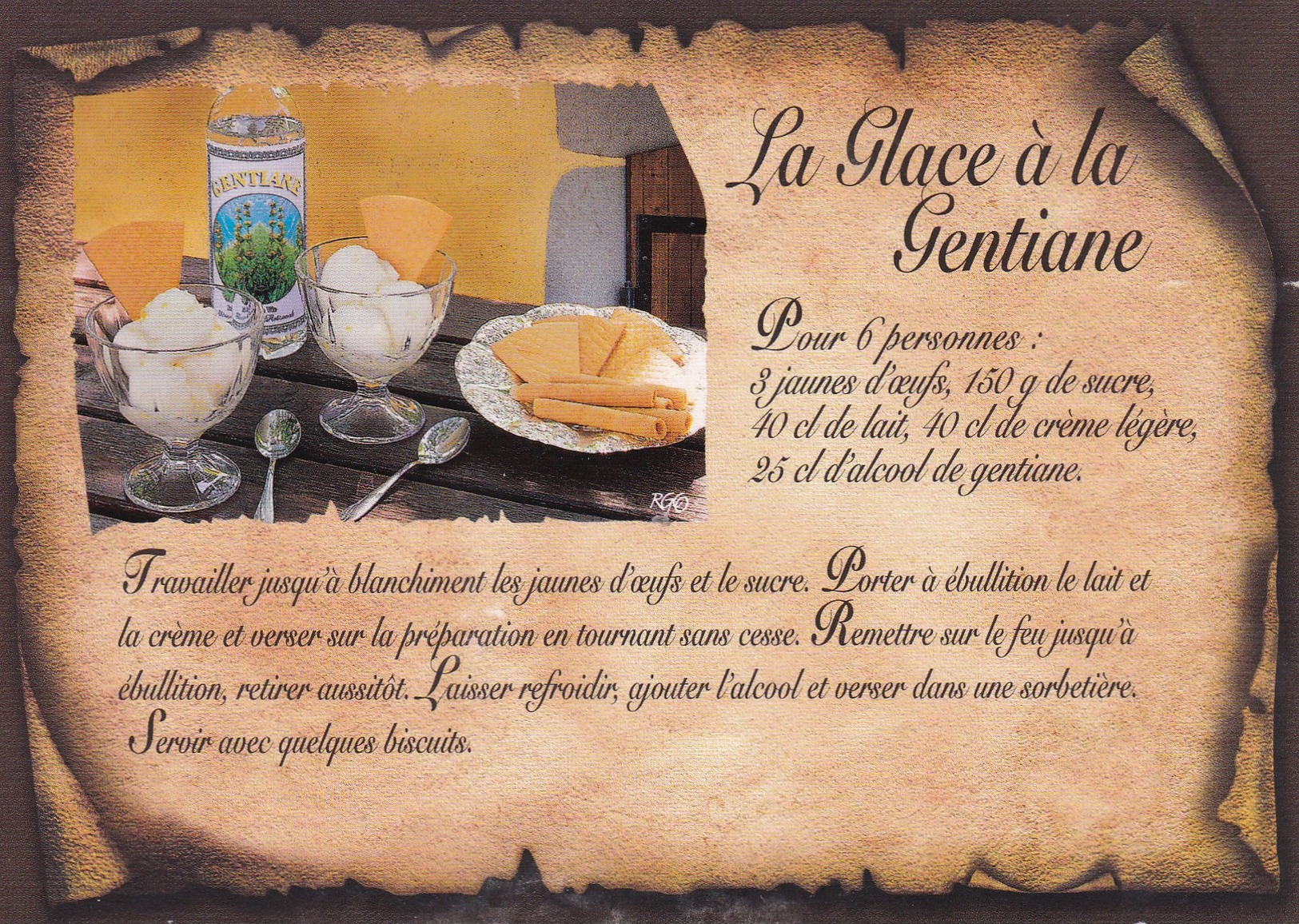 RECETTE DE CUISINE:  LA GLACE A LA GENTIANE  : Edit: EDY N° 11043.O  Neuve - Recipes (cooking)