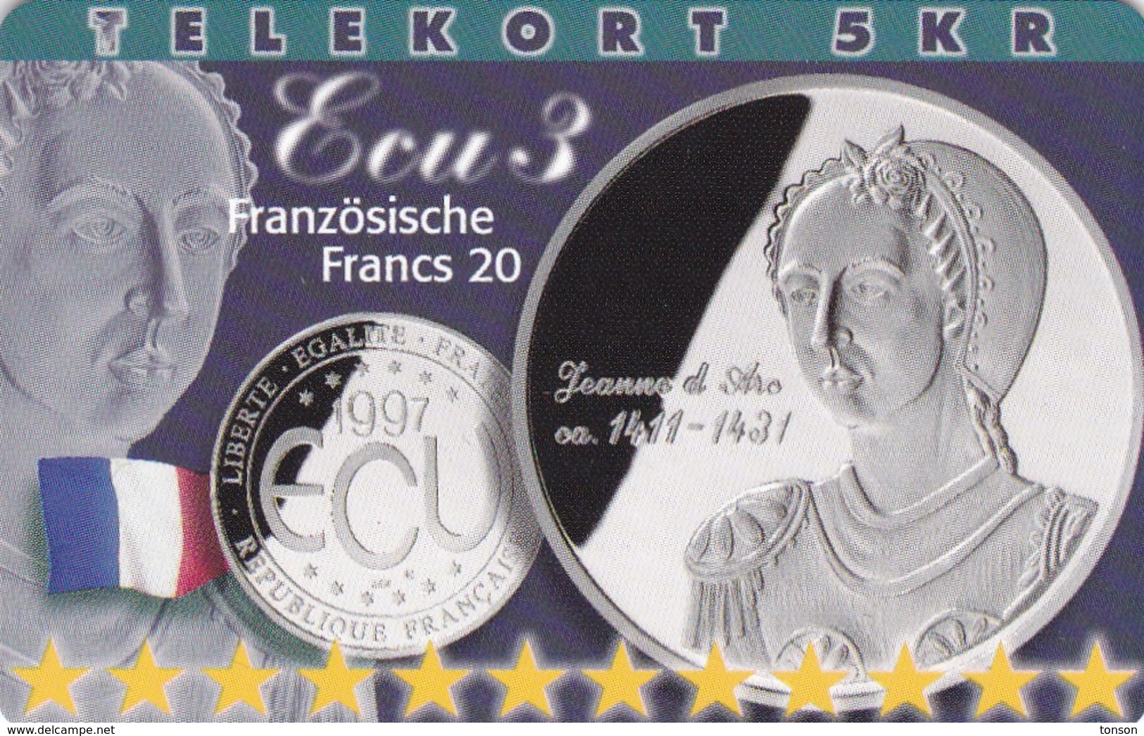 Denmark, P 232, Ecu - France, Jeanne D Arc, Mint, Only 800 Issued, 2 Scans.  Please Read - Denmark