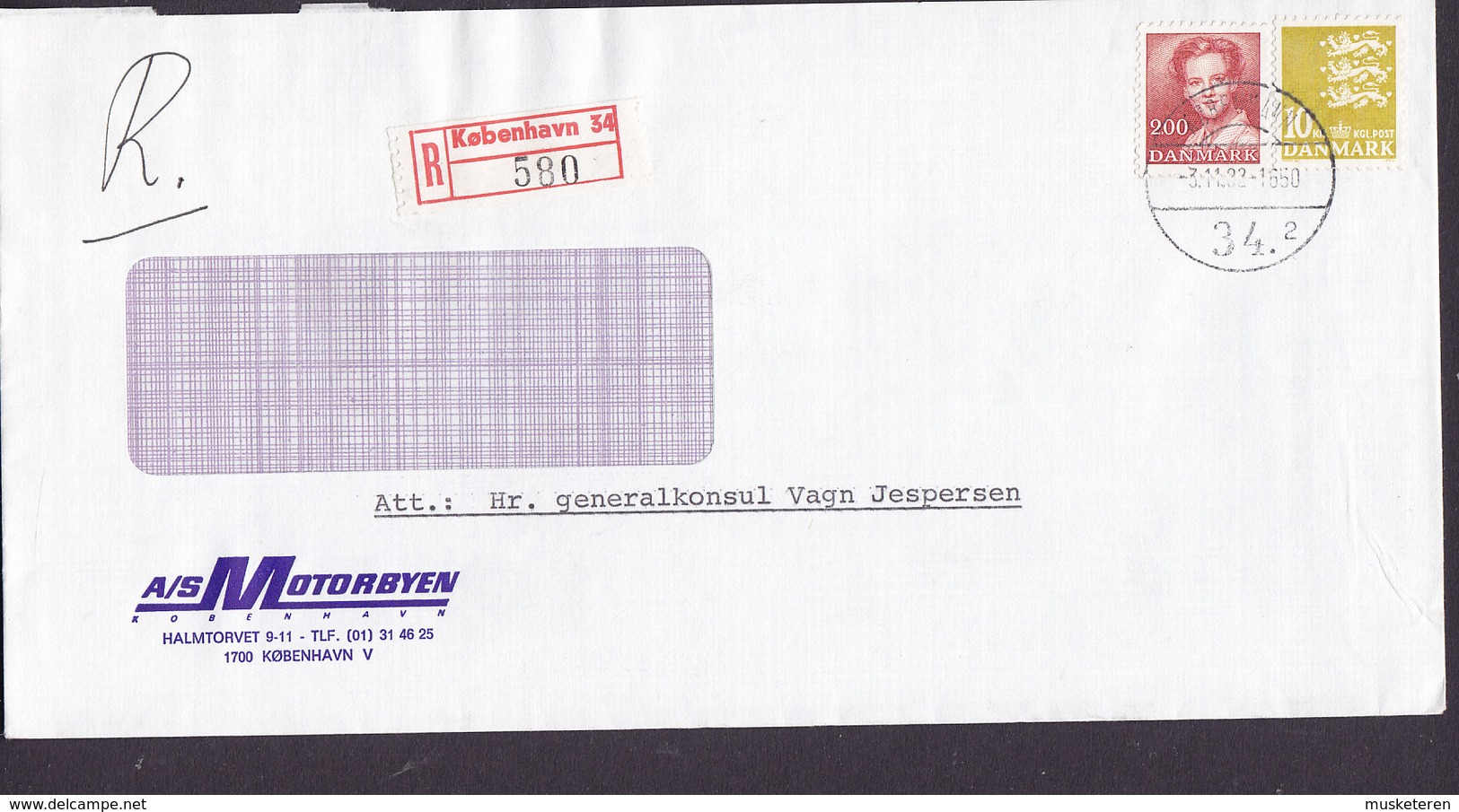 Denmark MOTORBYEN Halmtorvet Registered Recommandé Einschreiben KØBENHAVN (34.) Label 1982 Cover Brief Cz. Slania - Briefe U. Dokumente