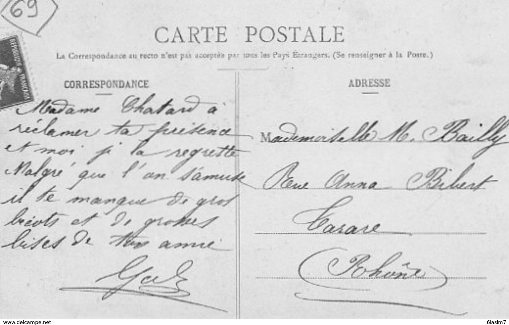 CPA -SARCEY (69) - Aspect De La Grande Place Et De L'Hôtel Chatard En 1909 - Otros & Sin Clasificación