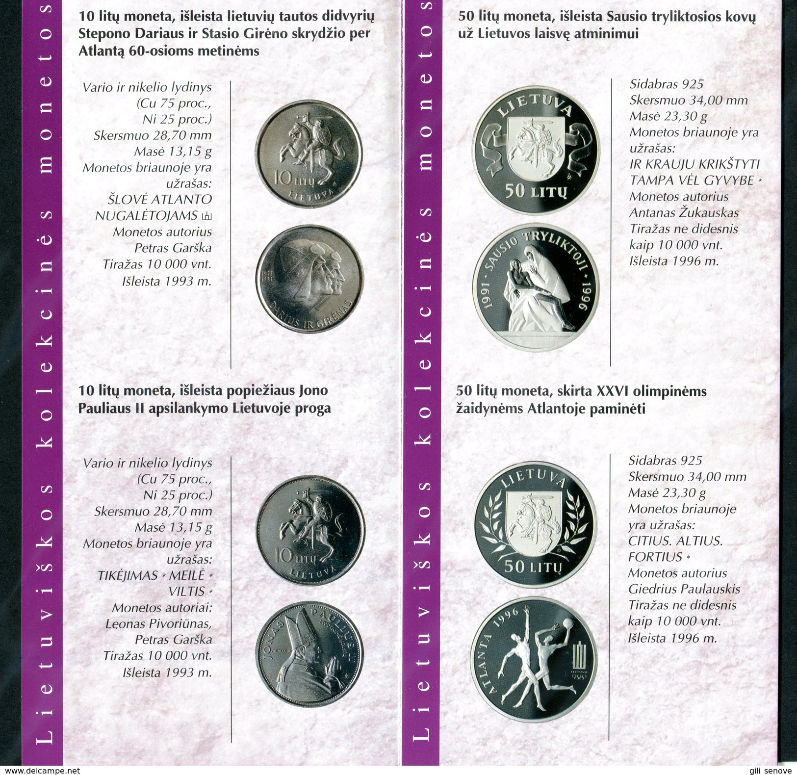 1997 BANK OF LITHUANIA COLLECTORS COINS - BOOKLET - Lituania