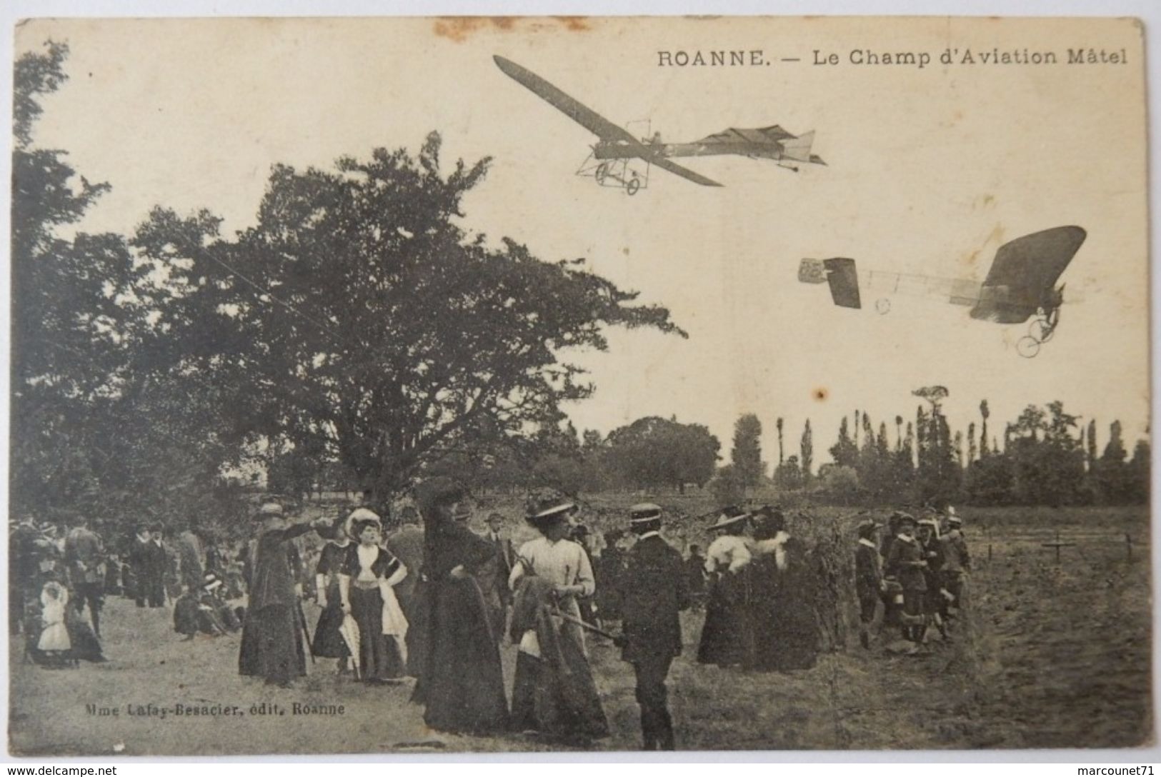 42 CARTE POSTALE CPA 1912 ROANNE LE CHAMP D'AVIATION MATEL AVIONS MONOPLAN - Roanne