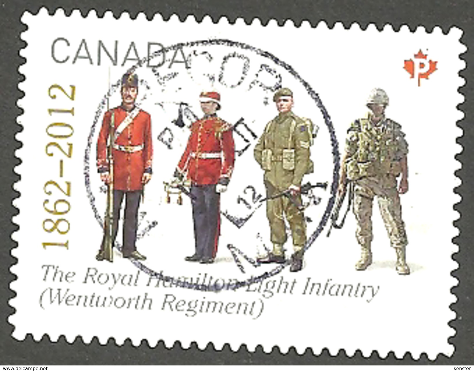 Sc. # 2579 The Regiments, Royal Hamilton Light Infantry, Uniforms, CDC Single Used 2012 K729 - Used Stamps