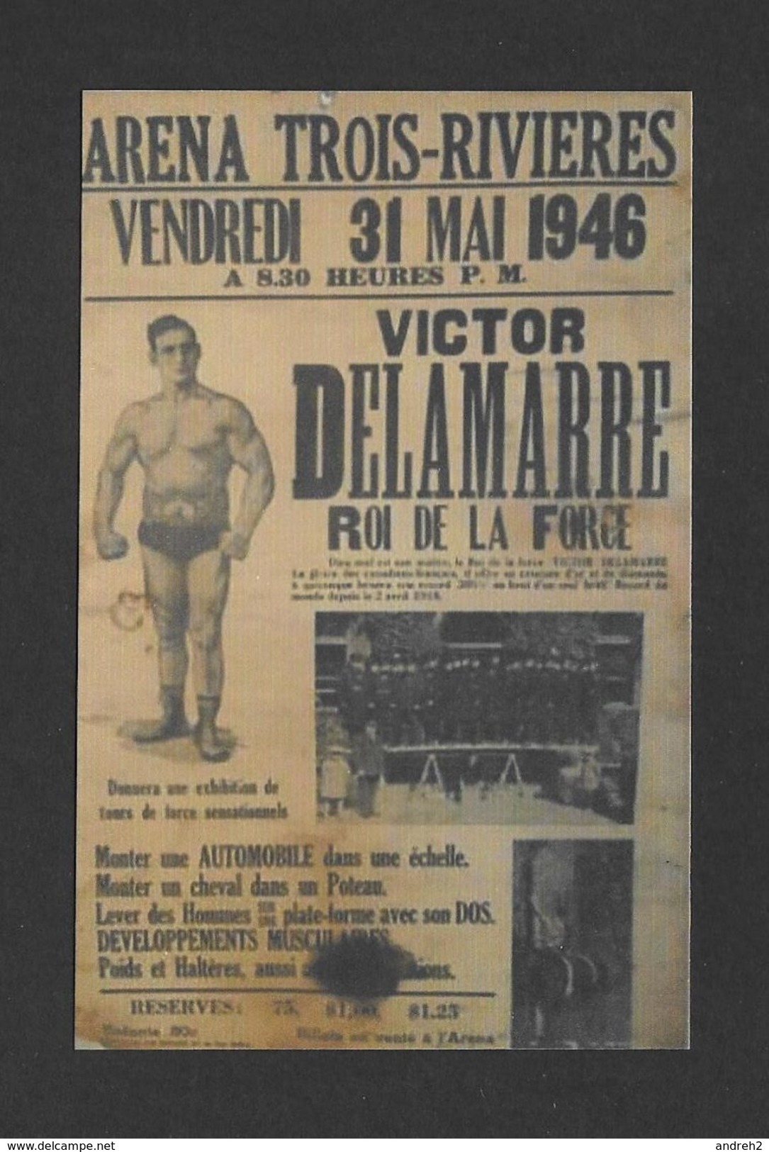 SPORTS - HALTÉROPHILIE - VICTOR DELAMARRE (1888 - 1955) - AFFICHE D'UN DE SES SPECTACLES DE TOURS DE FORCE - Weightlifting
