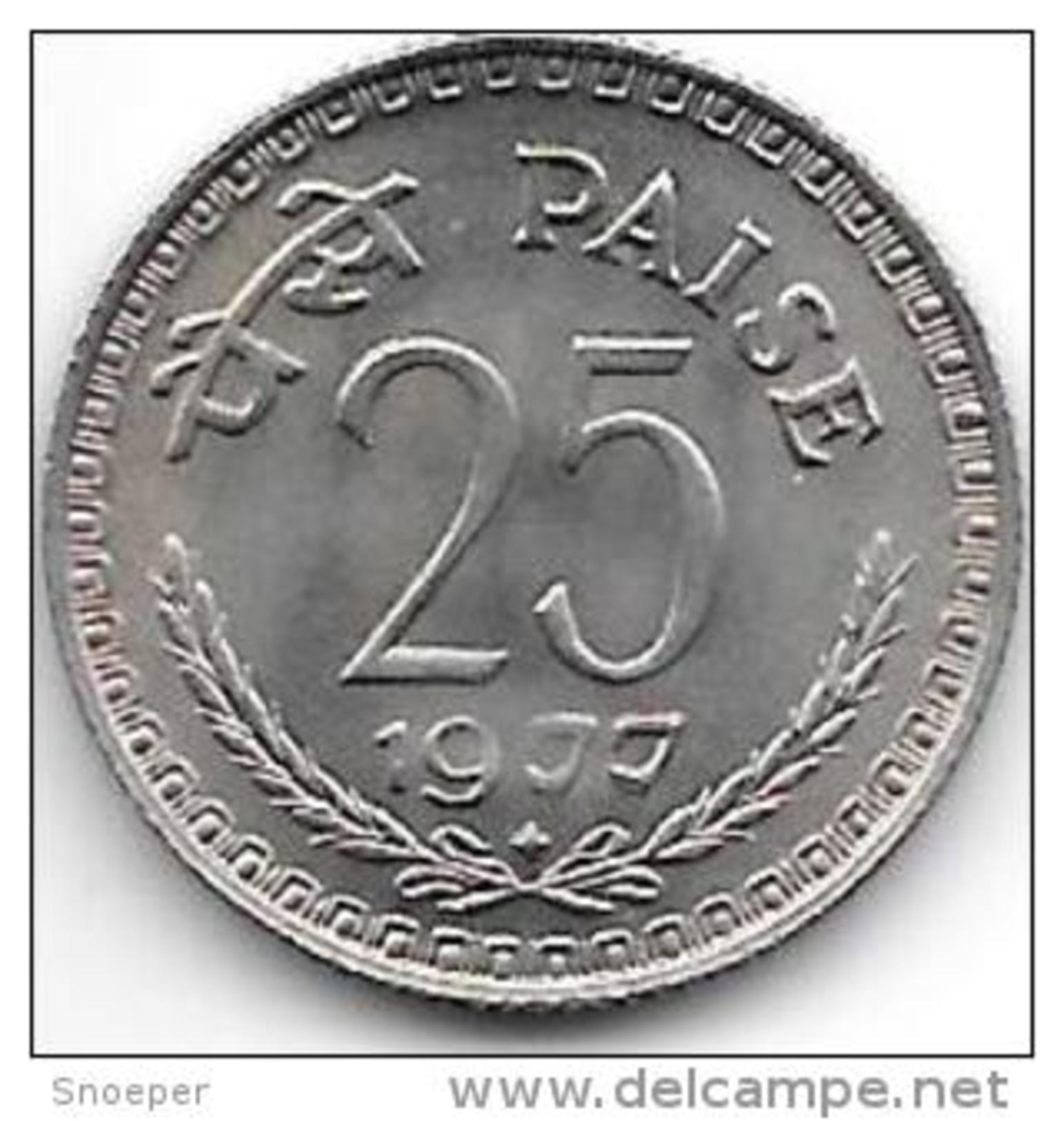 *india  25 Paisa 1977 B  Km 49.4   Unc - India