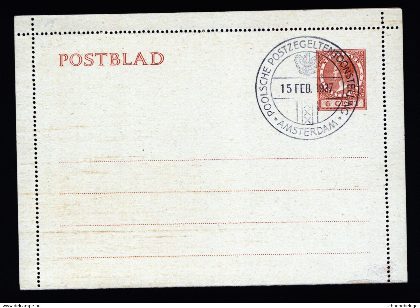 A4923) Niederlande Kartenbrief Ungebraucht Mit Seltenem Sonderstempel Polnische Ausstellung 1937 - Briefe U. Dokumente