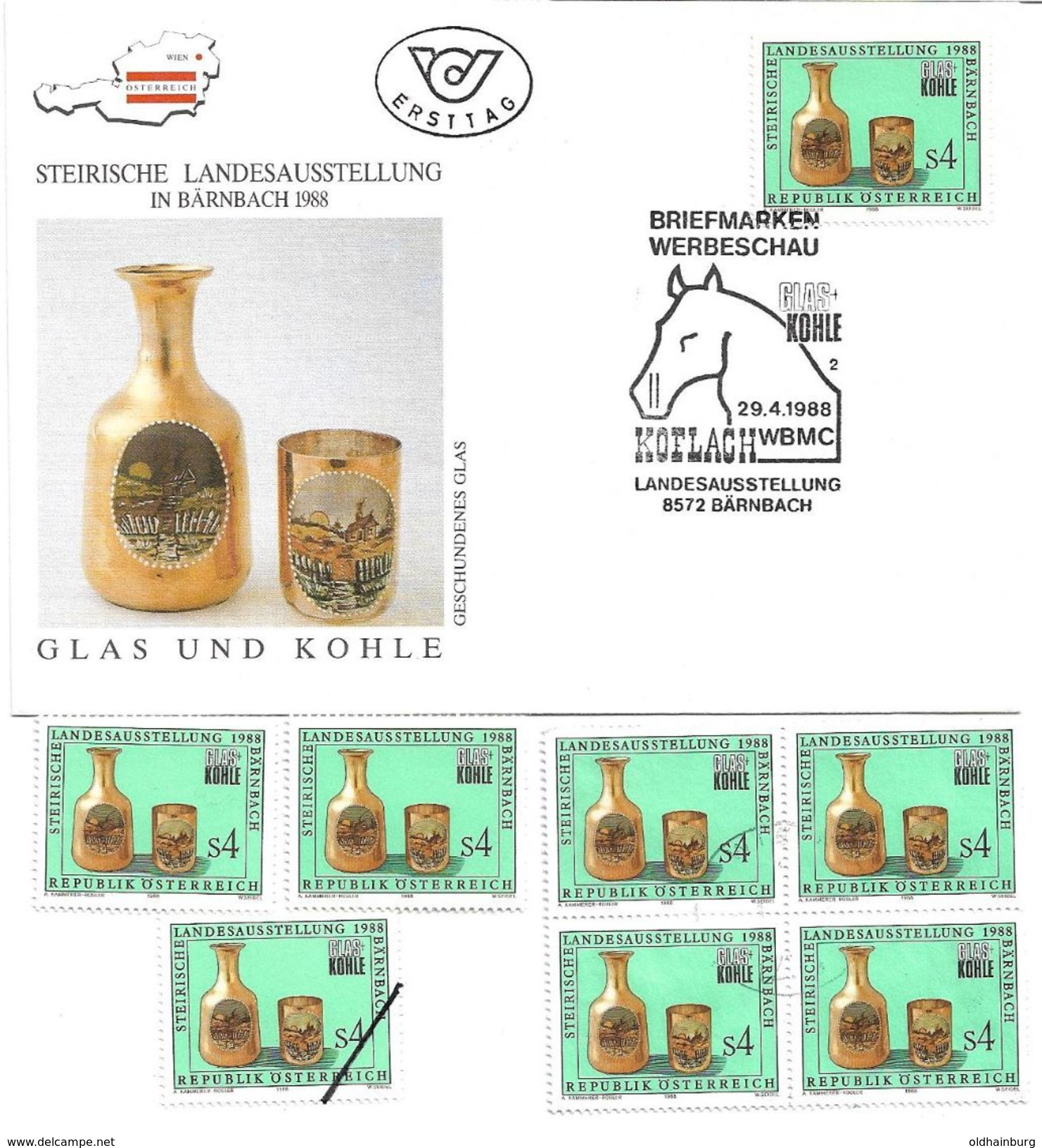 1500n: Österreich 1988, Glas Und Kohle 8572 Bärnbach, FDC Und Gesamt 6mal **/o, Plus Mustermarke - Sonstige & Ohne Zuordnung