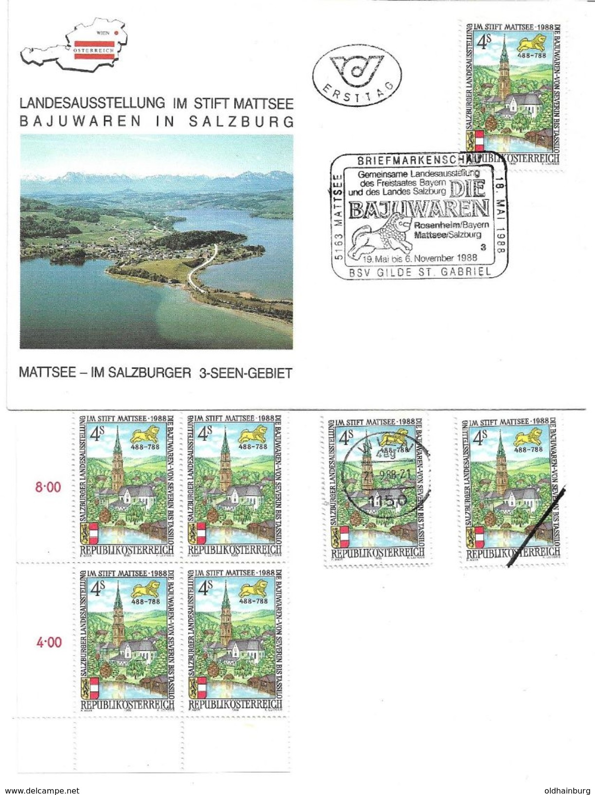 1500u: Österreich 1988, Kloster 5163 Mattsee, FDC Und Gesamt 5mal **/o, Plus Mustermarke - Christentum