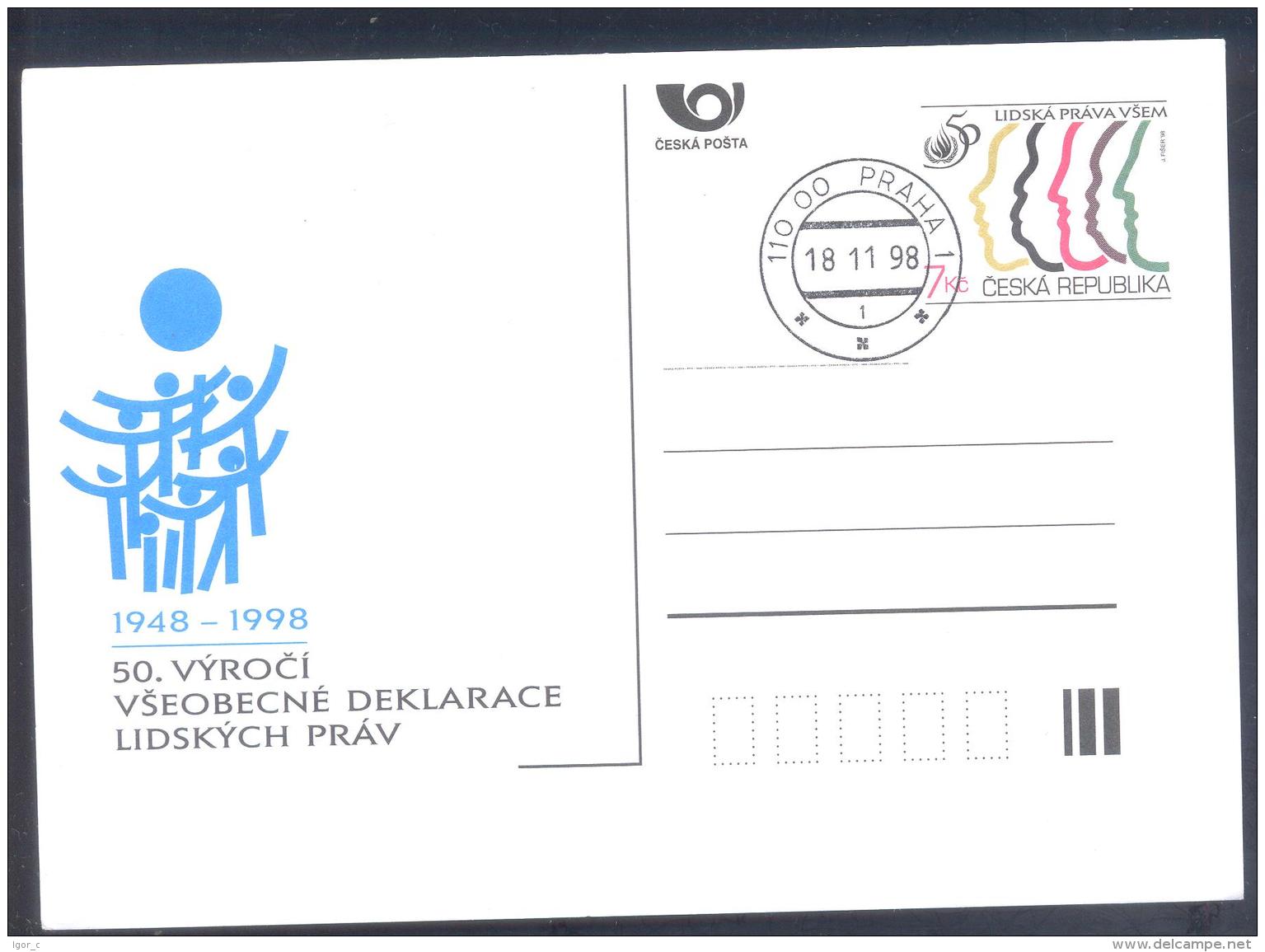 Czech Republic 1998 Postal Stationery Card: United Nations; Human Rights Declaration 50 Years - UNO