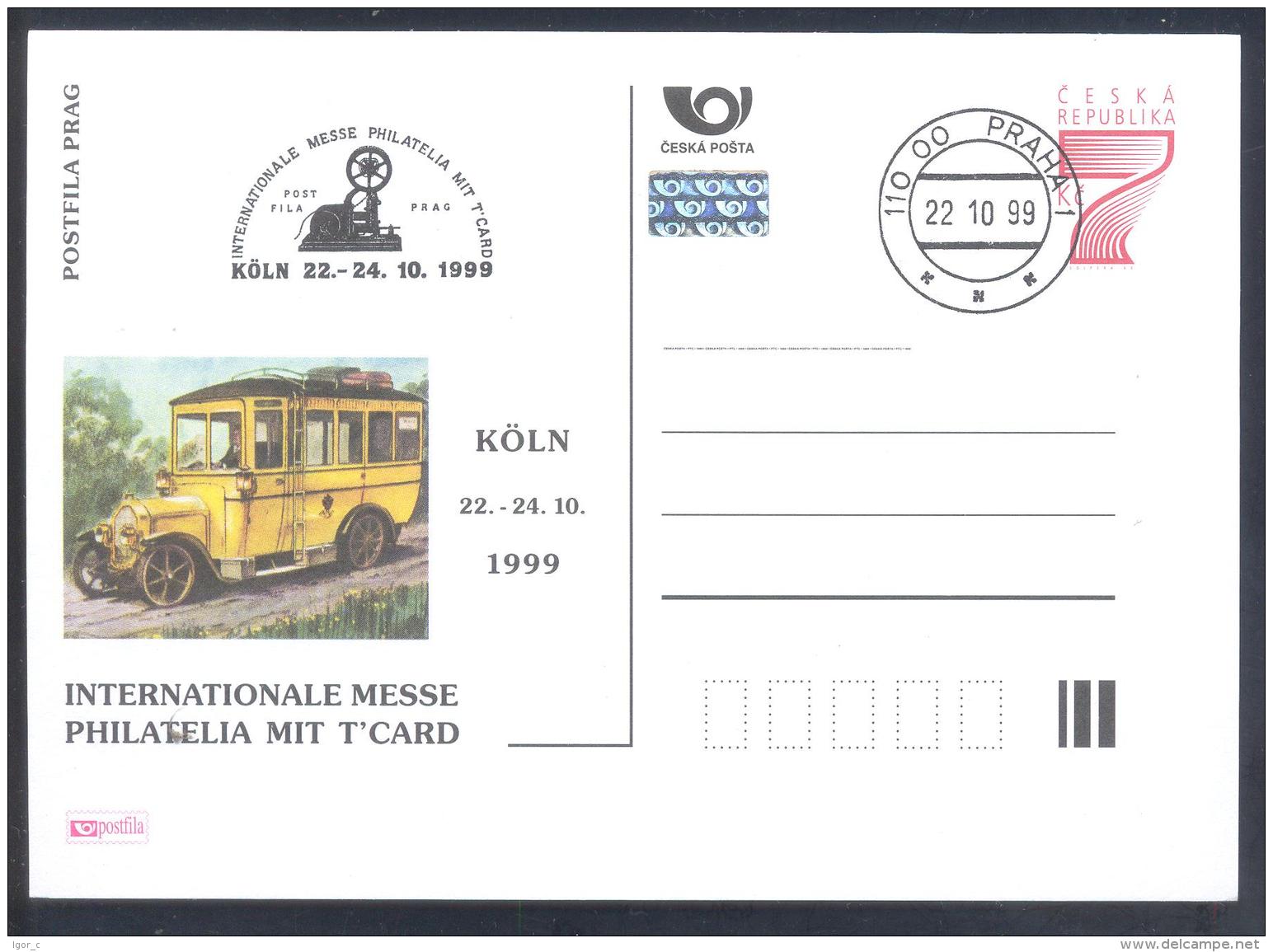 Czech Republic 1999 Postal Stationery Card: Transport Car Bus; International Fair / Messe Koln - Sonstige (Land)