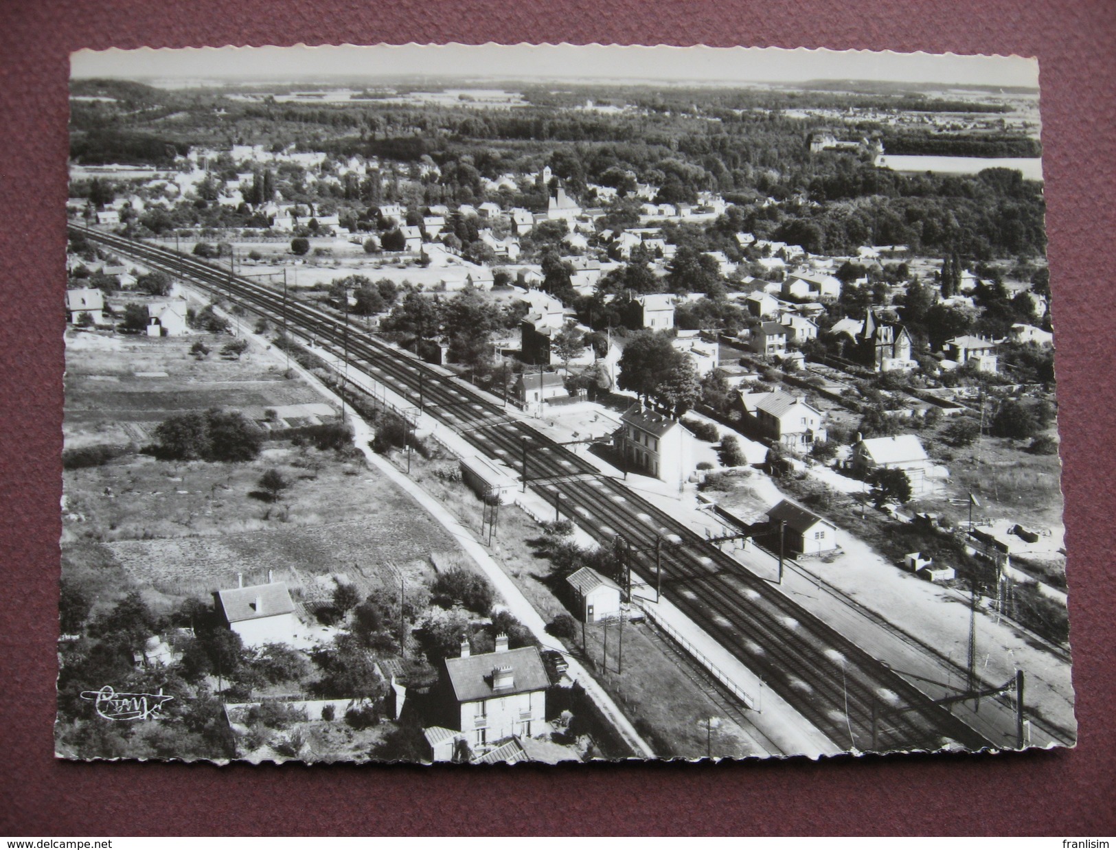 CPA CPSM PHOTO 91 LARDY Vue Aérienne Quartier De  La Gare  RARE PLAN 1960 Canton ARPAJON - Lardy