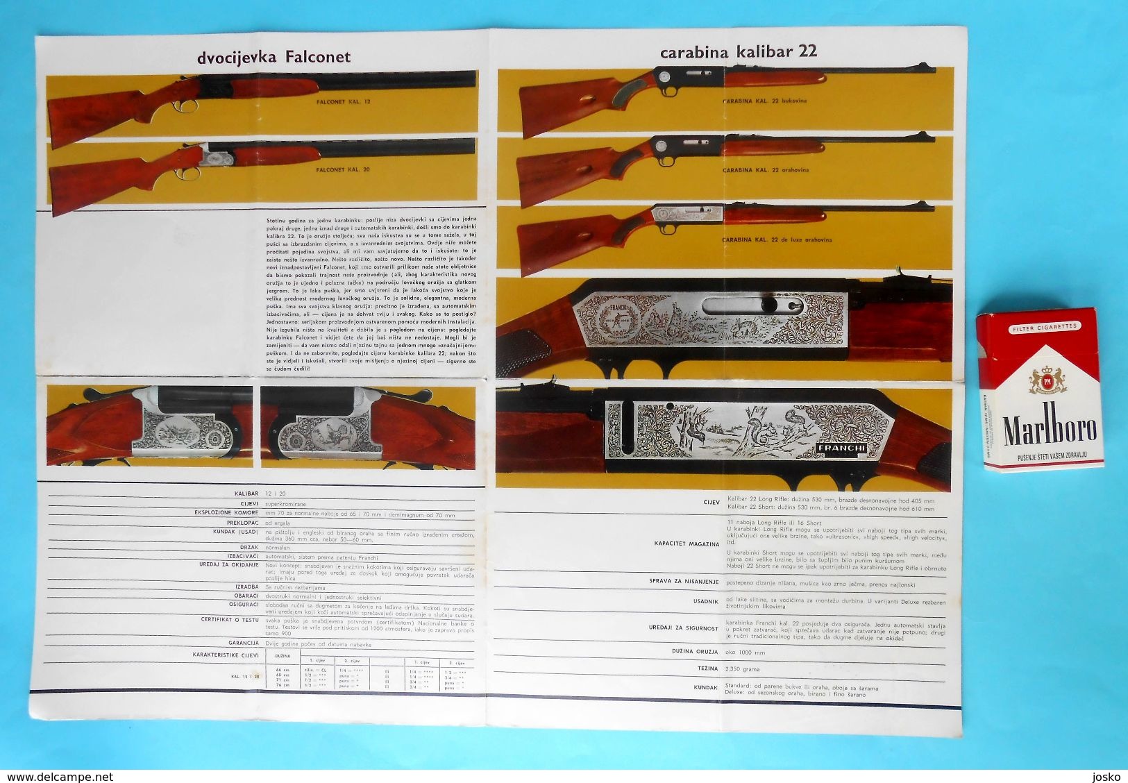 FRANCHI ( Italy ) - Falconet Shotgun & Carabine ... Yugoslav Vintage Catalogue * Chasse Jagd Caccia Caza Hunt Italia - Italie