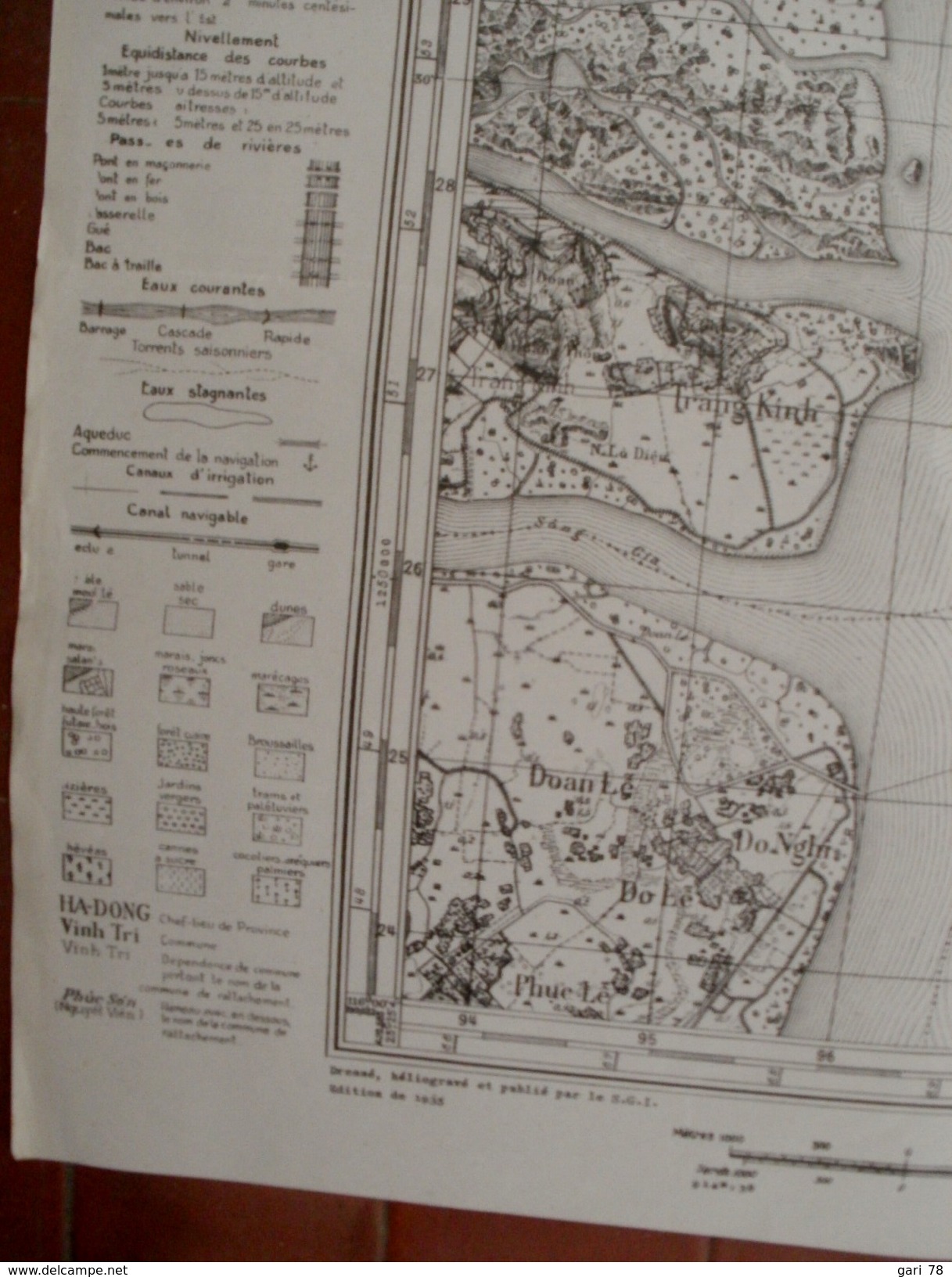 Carte Du TONKIN - QUANG-YEN  INDOCHINE   1/25.000 Numérotée 25 W / Edition 1935 / Reproduit En 1951 - Topographical Maps