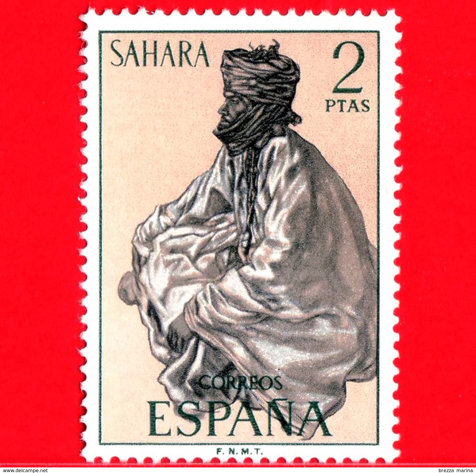 SAHARA SPAGNOLO - Usato - 1972 - Serie Ordinaria - Tipi Umani Sahariani - 2 - Sahara Español