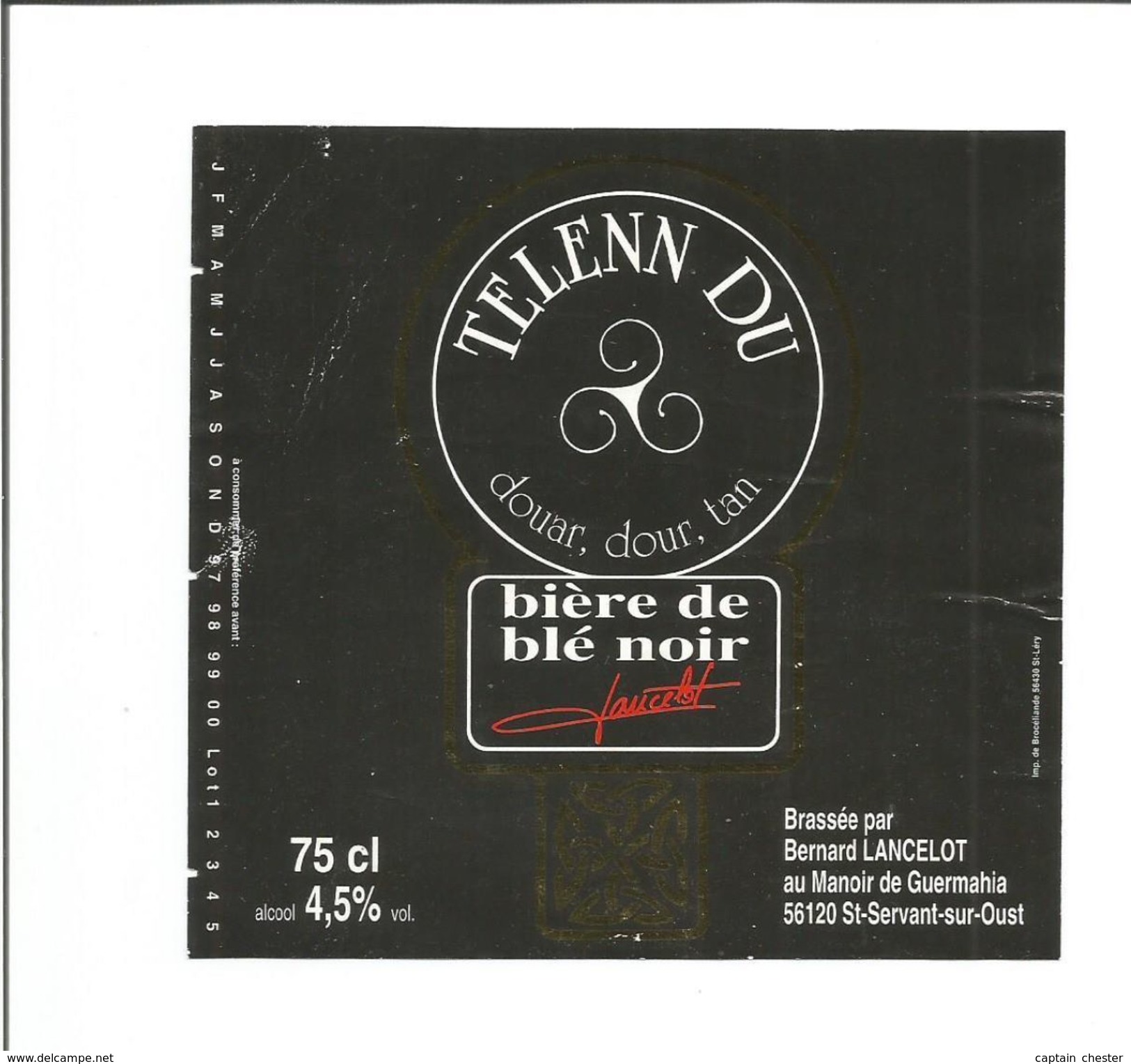 Etiquette De BIERE TELENN DU ( Bière De Blé Noir De Bretagne ) - Beer