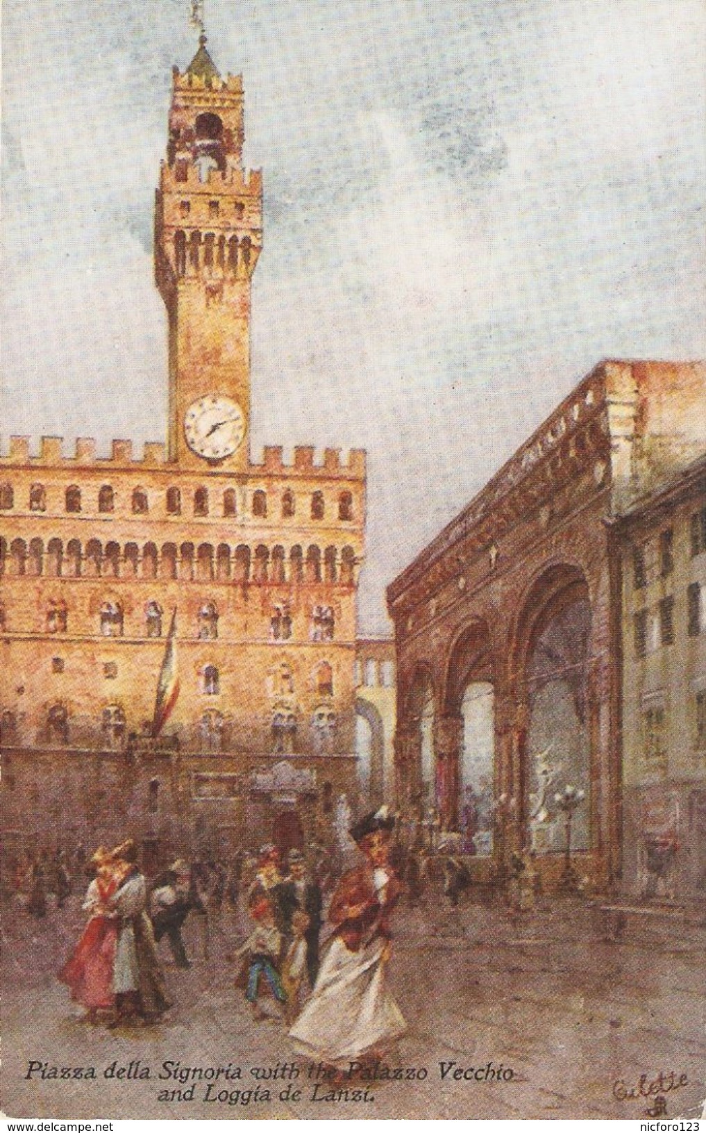 "Florence. Piazza Della Signoria" Tuck Oilette Wide-wide-world Series PC # 7374 - Tuck, Raphael