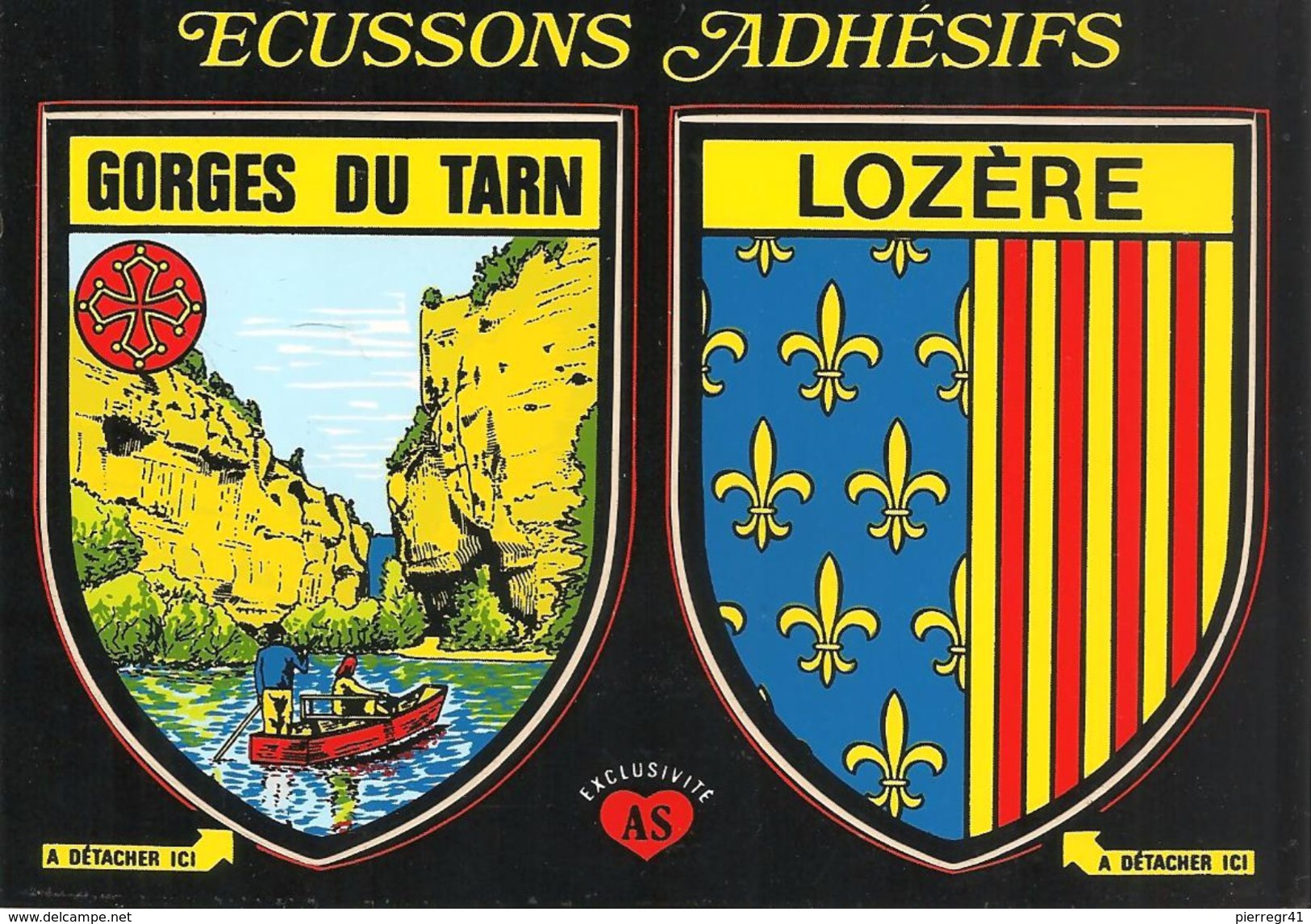 CARTE -AUTOCOLLANT-ECUSSONS ADHESIF-AS DE COEUR-GORGES DU TARN-LOZERE-TBE - Autocollants