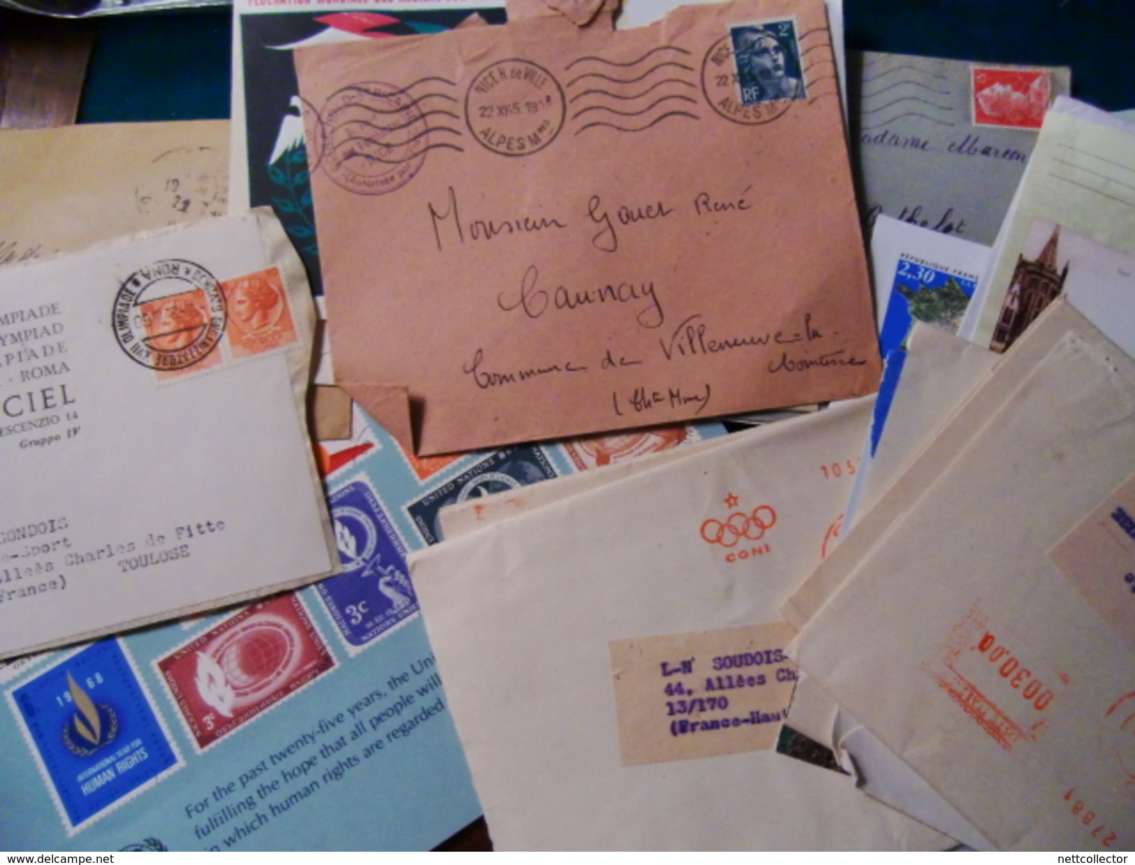 + 750 LETTRES FRANCE / EUROPE & MONDE / CPA / FDC ... DANS UN GROS CARTON