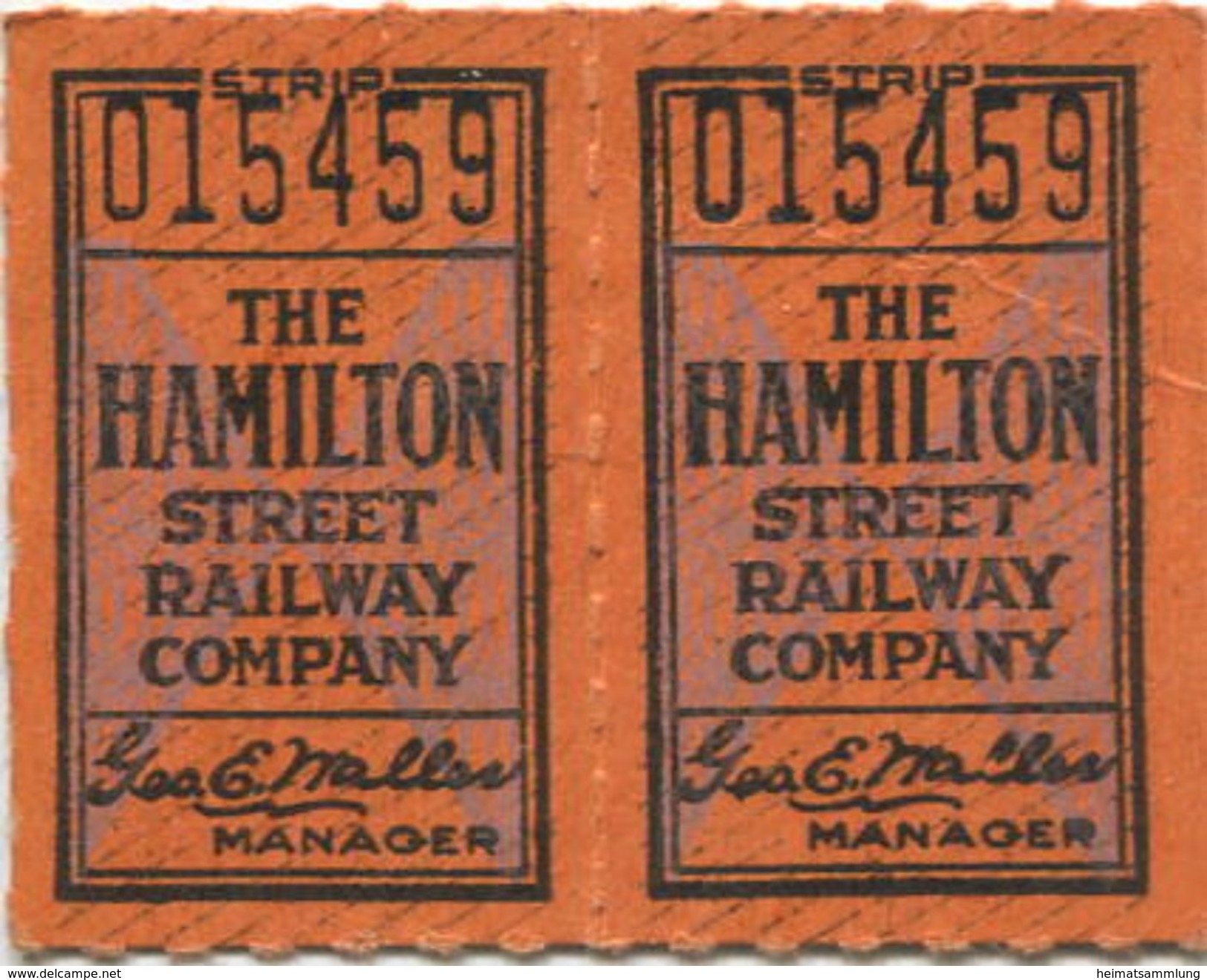 Kanada - Canada - HSR - Hamilton Street Railway - Fahrkarte - World