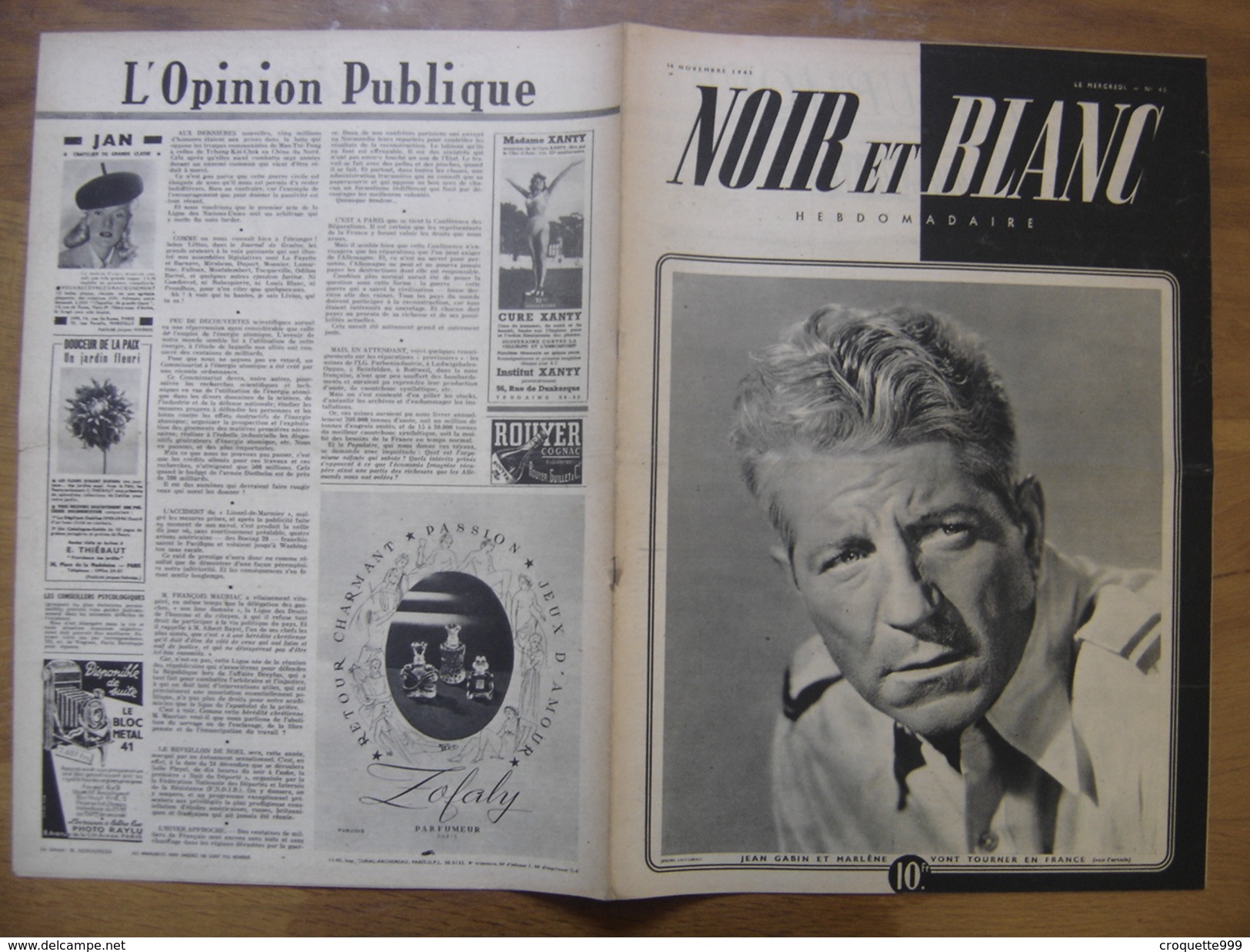 1945 NOIR ET BLANC 40 JEAN GABIN AVION 1000 A L'HEURE Pin Up Publicite - 1900 - 1949