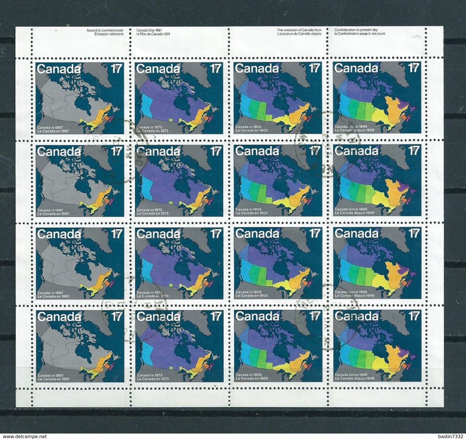 1981 Canada Complete M/Sheet Evolution Of Canada Used/gebruikt/oblitere - Blocks & Sheetlets