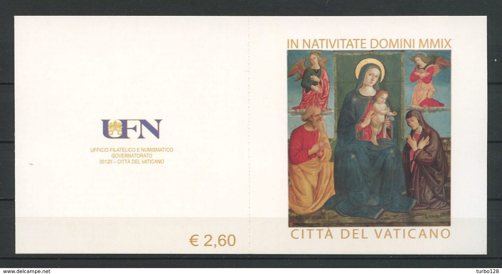 VATICAN 2009 Carnet N° C1513-1 Oblitéré Used Superbe Cote 8 &euro; Noël Christmas Vierge Enfant Ange Peinture Melanzio - Usados