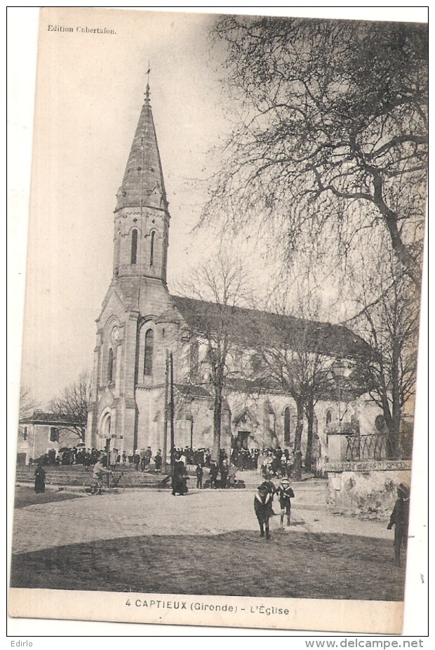 ---- 33 -----  CAPTIEUX L'église - Sortie De La Messe  écrite TTB - Autres & Non Classés